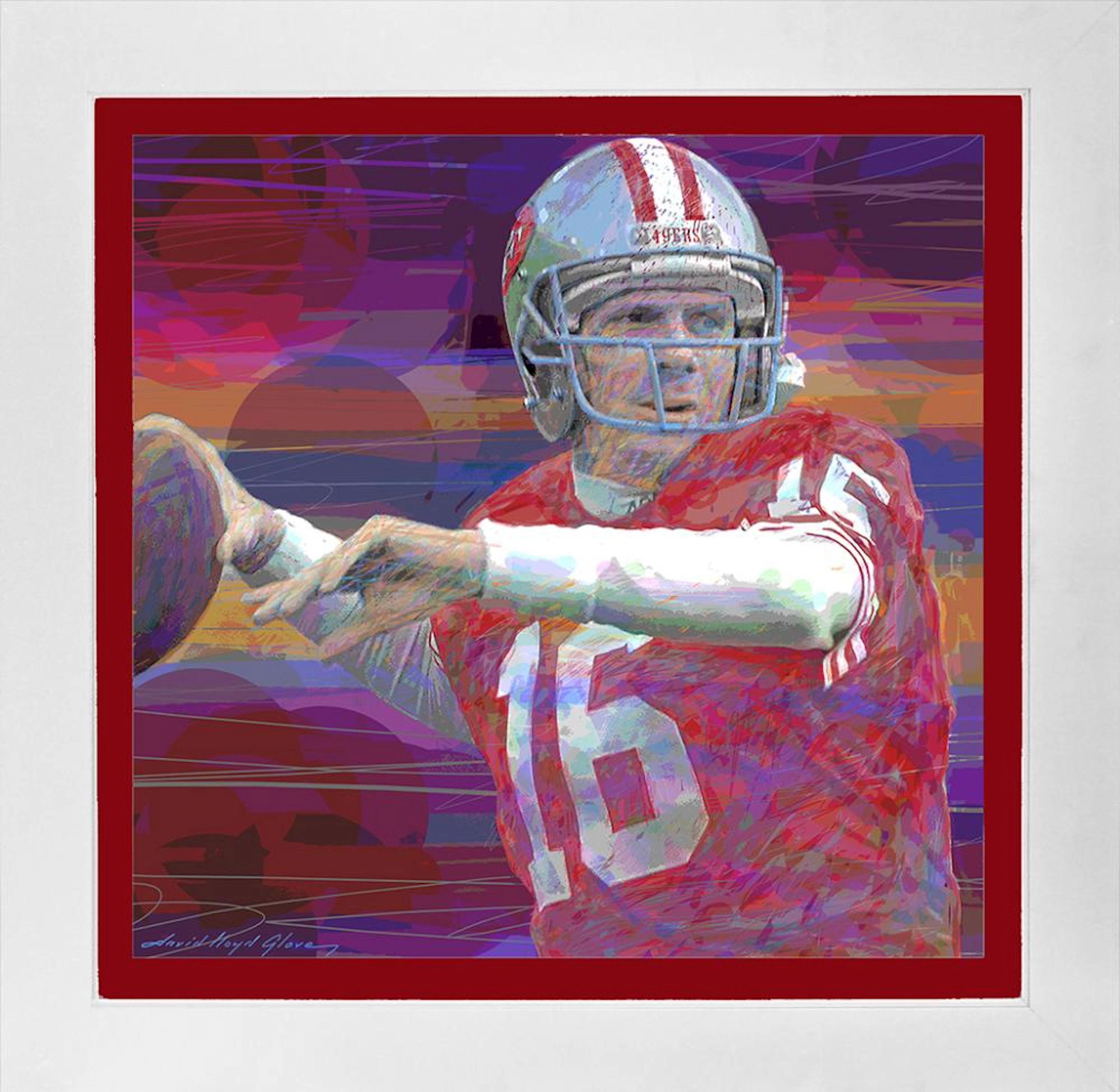 Joe Montana Mixed media original on canvas by David Lloyd Glover