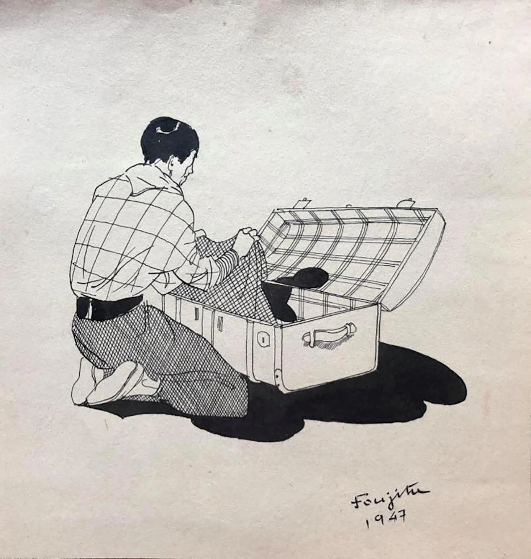 Ink on paper 1947 Signed: lower right edge Foujita