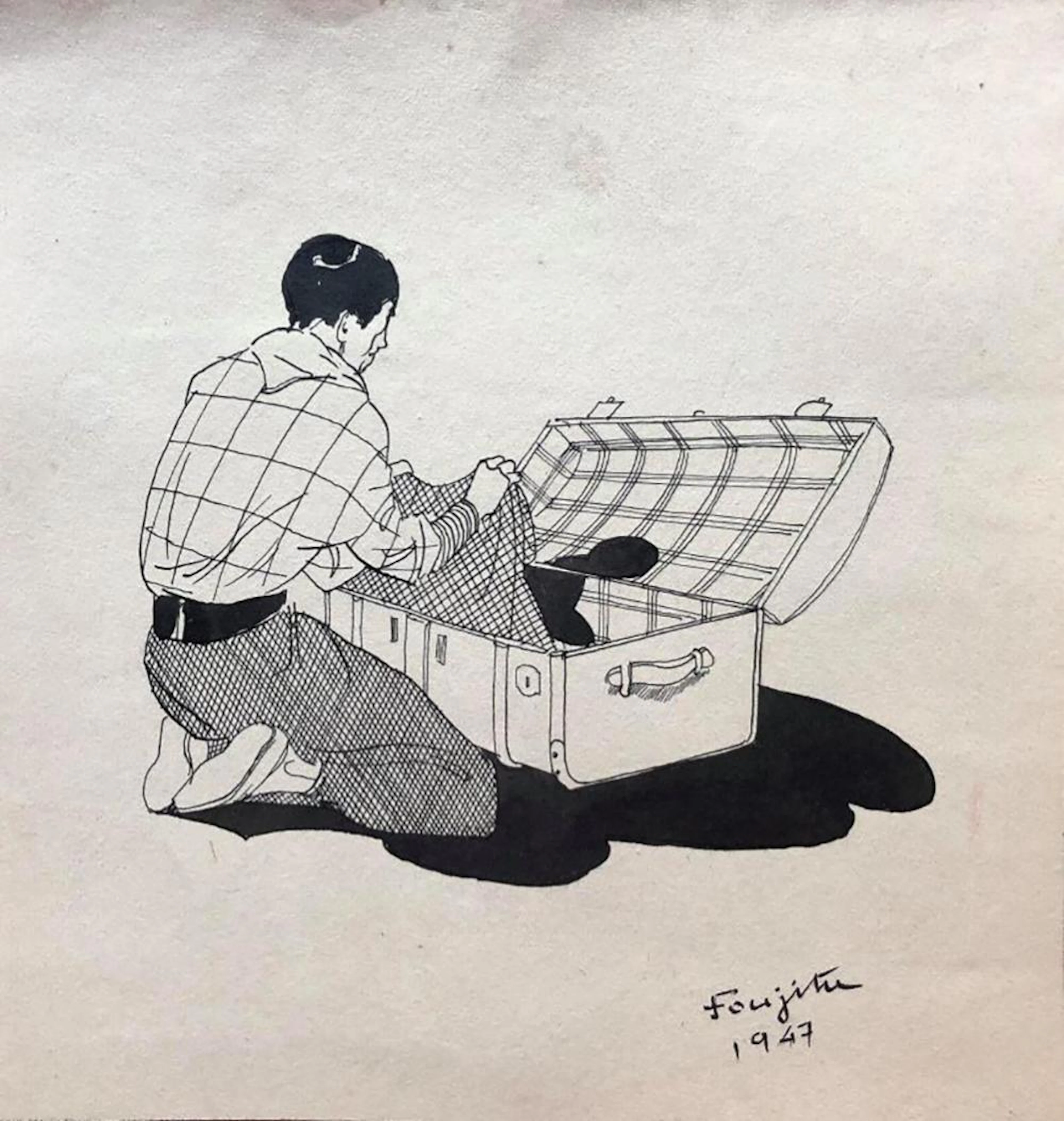 Ink on paper 1947 Signed: lower right edge Foujita