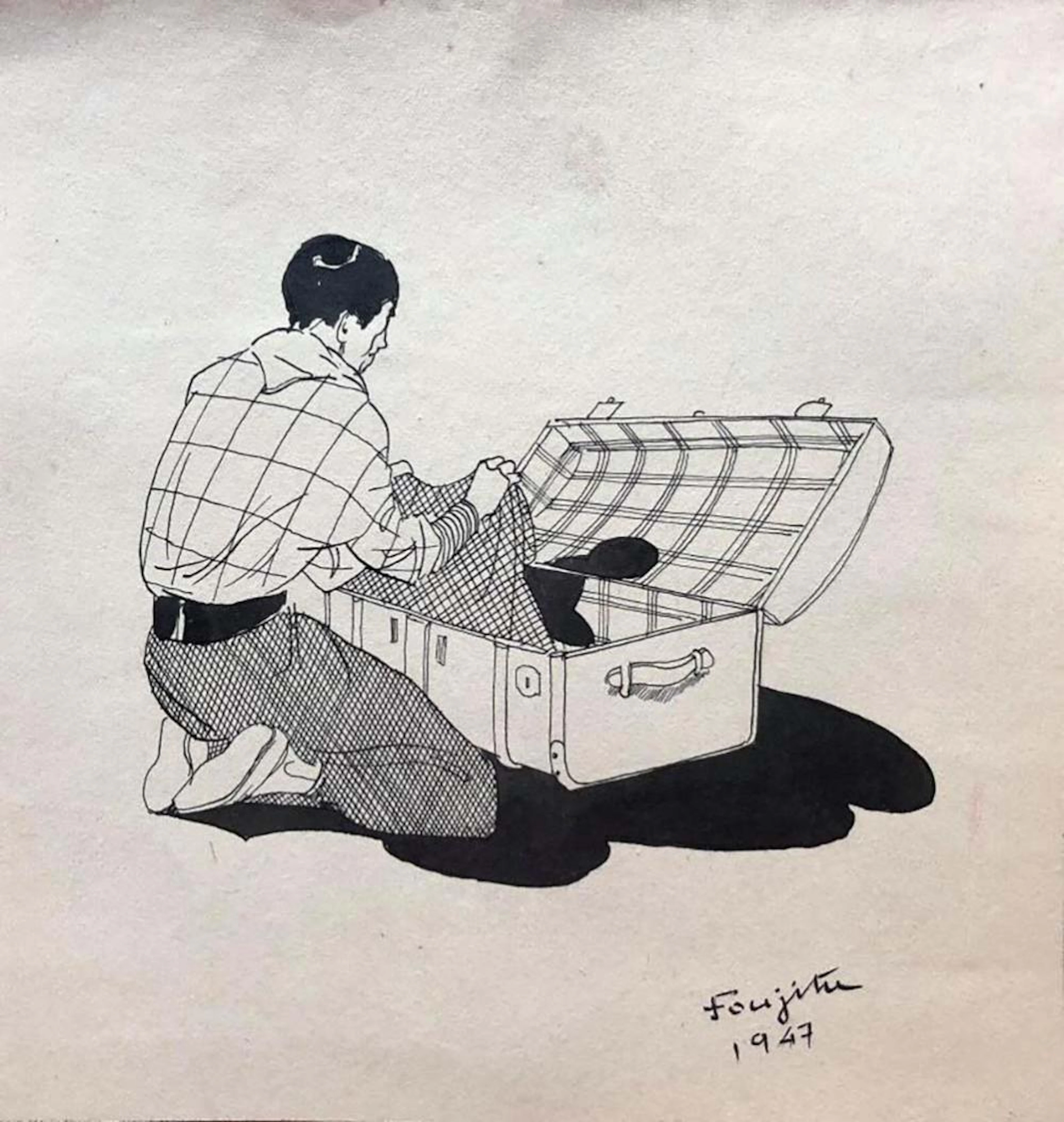 Ink on paper 1947 Signed: lower right edge Foujita