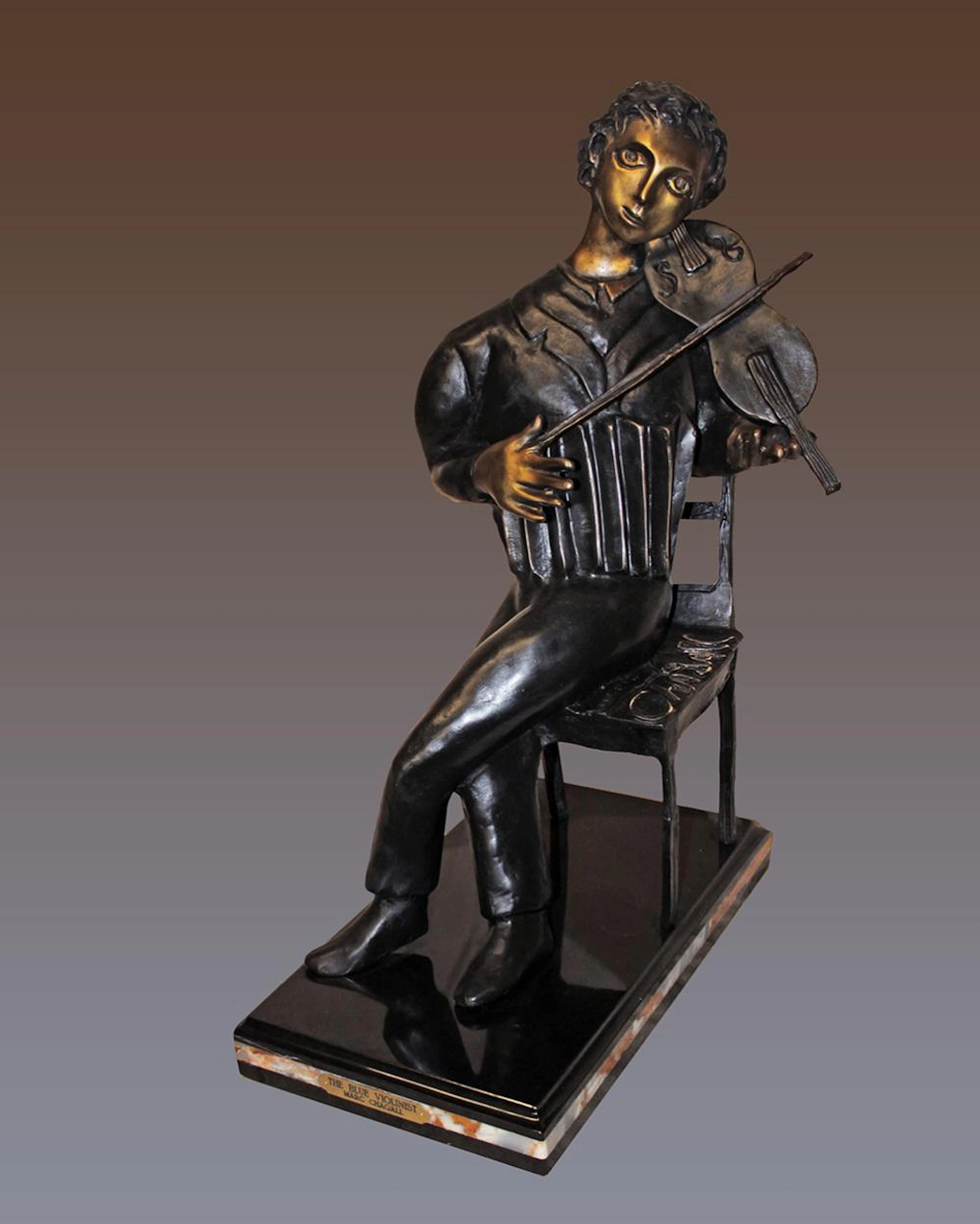Marc Chagall The Violinist Patinated and Enameled Bronze Sculpture