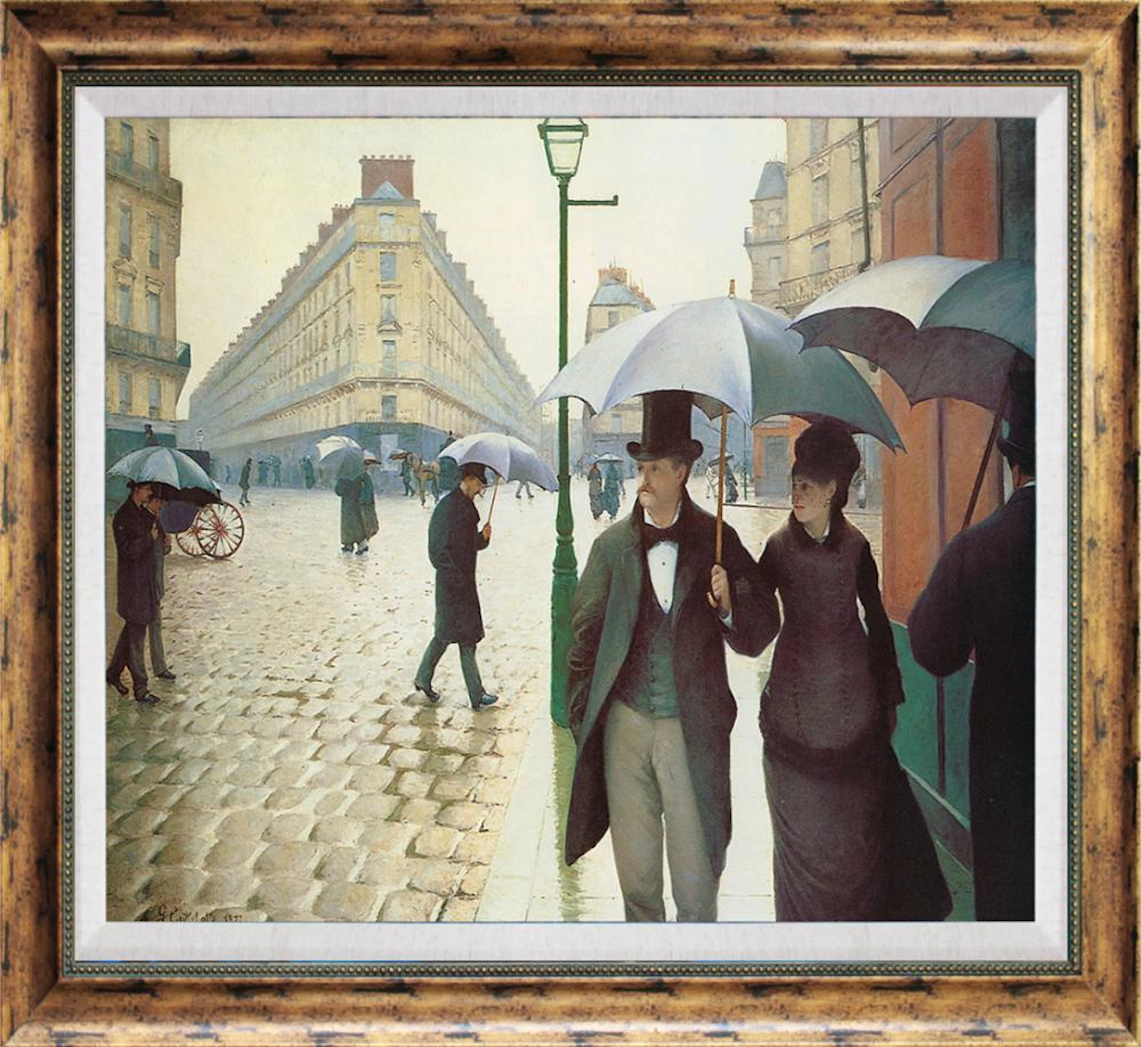 A Rainy Day Gustave Caillebotte Hand Embellished Canvas