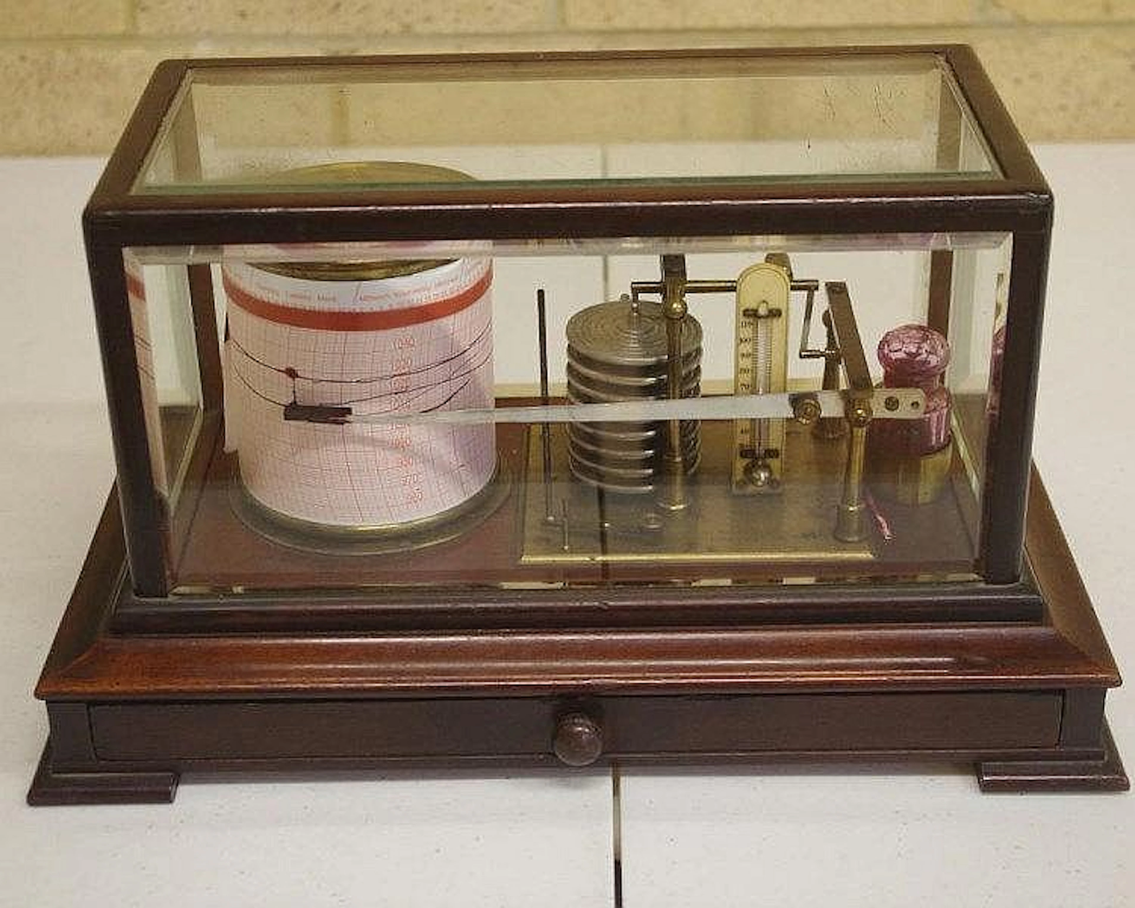 Antique Ross of London Barograph with bevelled
