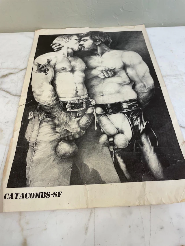 Rare Vintage Catacombs - San Francisco B/W Erotic Poster, by Zach, 1979