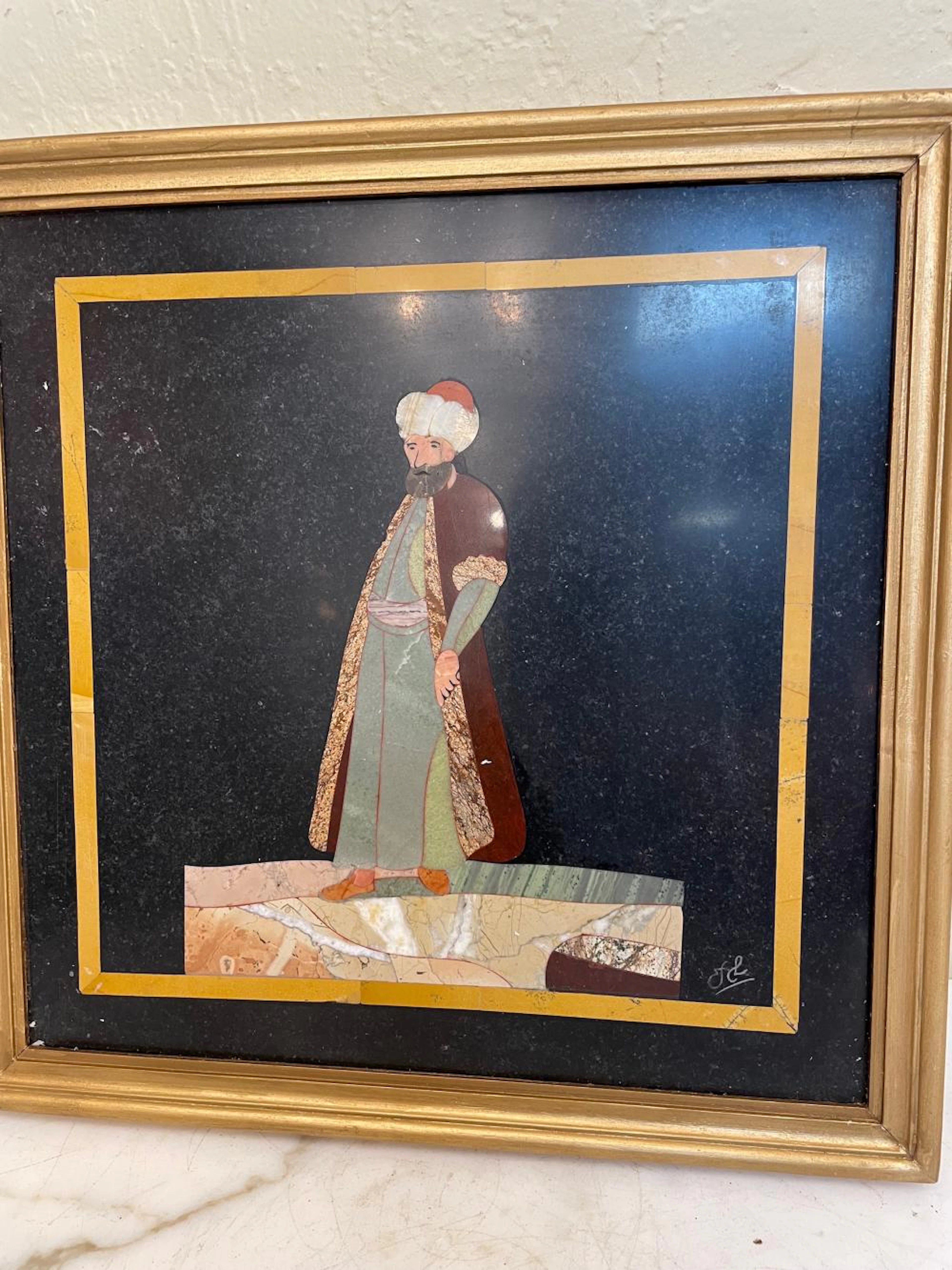 Pietra Dura Plaque - Turkish Man, Signed