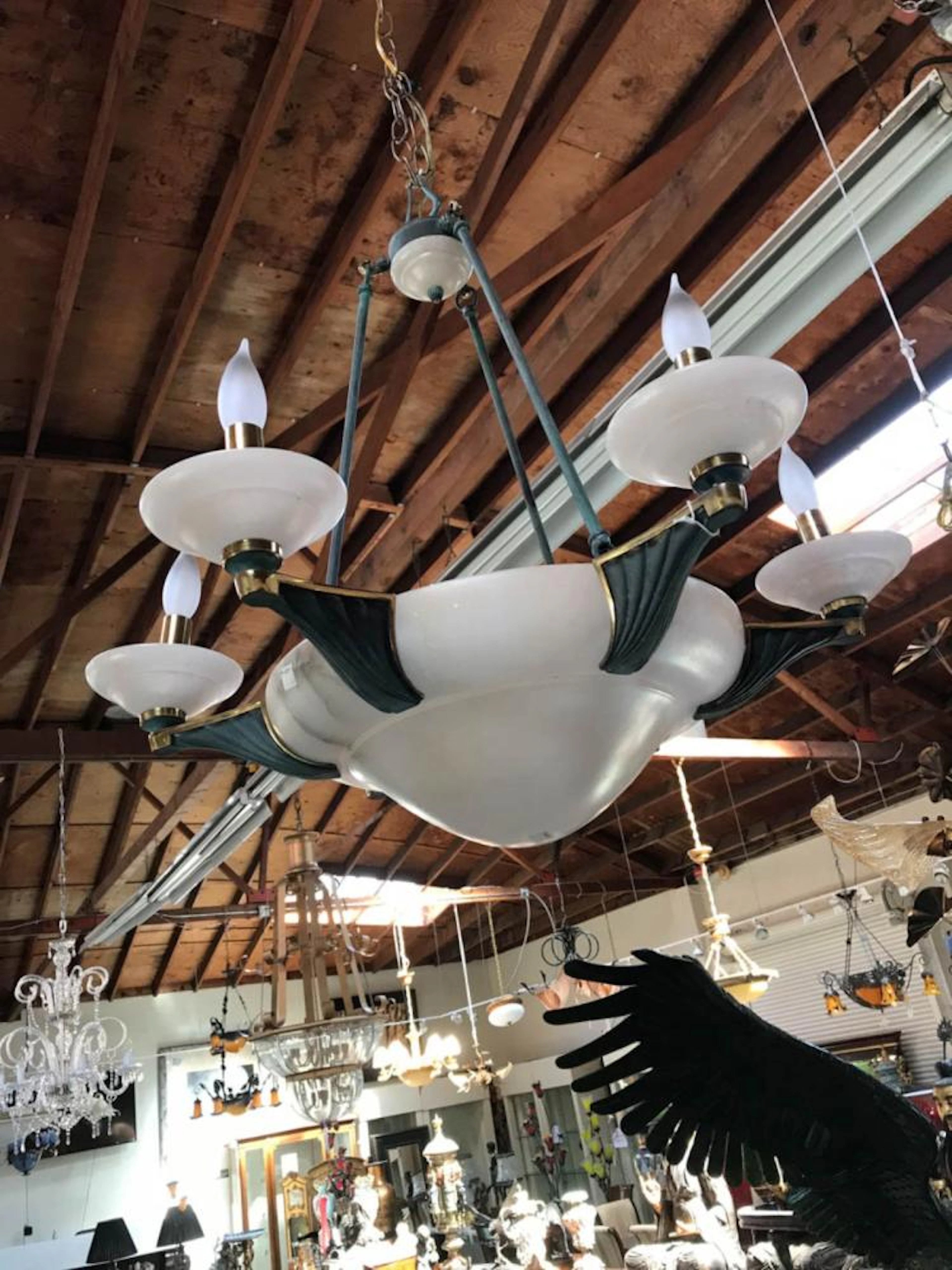 Alabaster Bronze 6-Light 24k Accented Chandelier