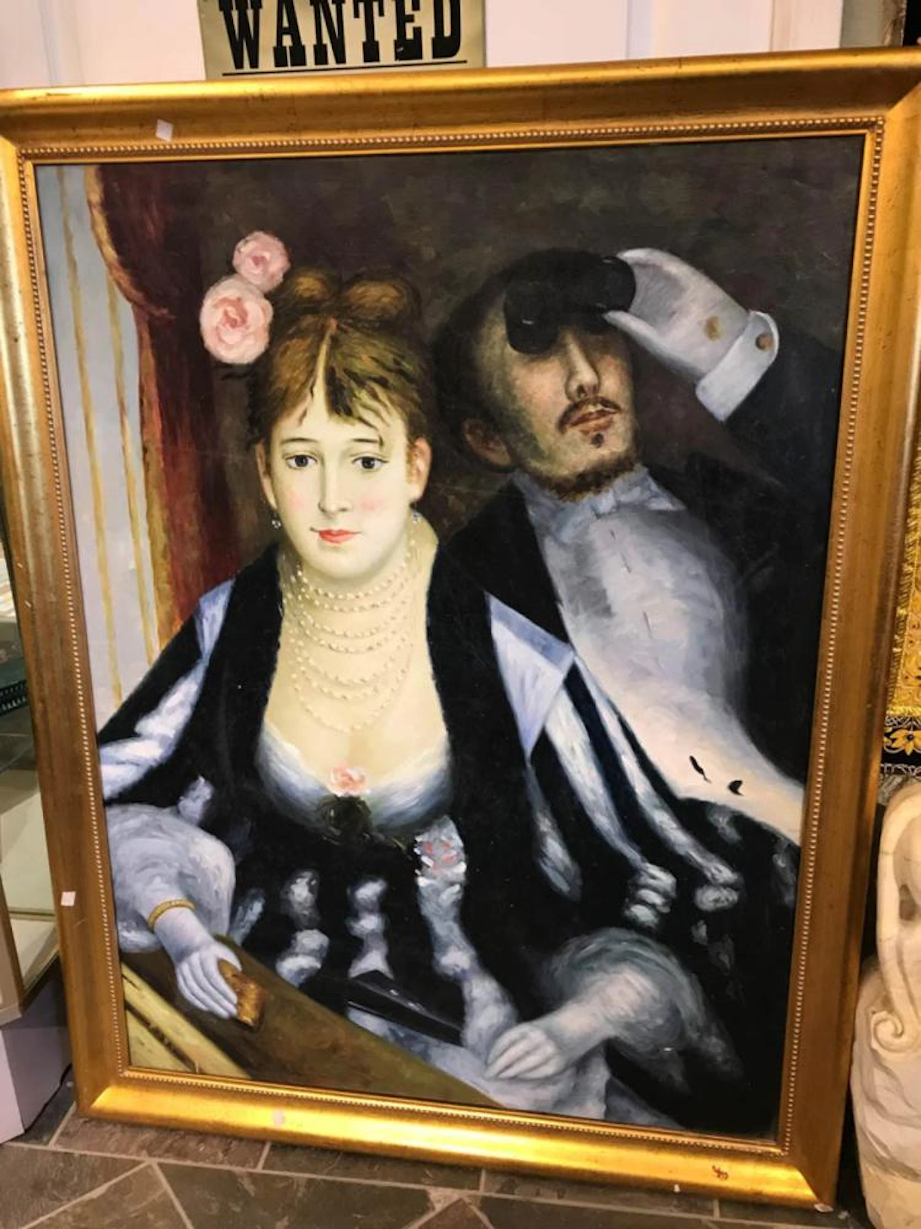 Oil on Canvas Painting of Couple at the Opera, Signed and Framed
