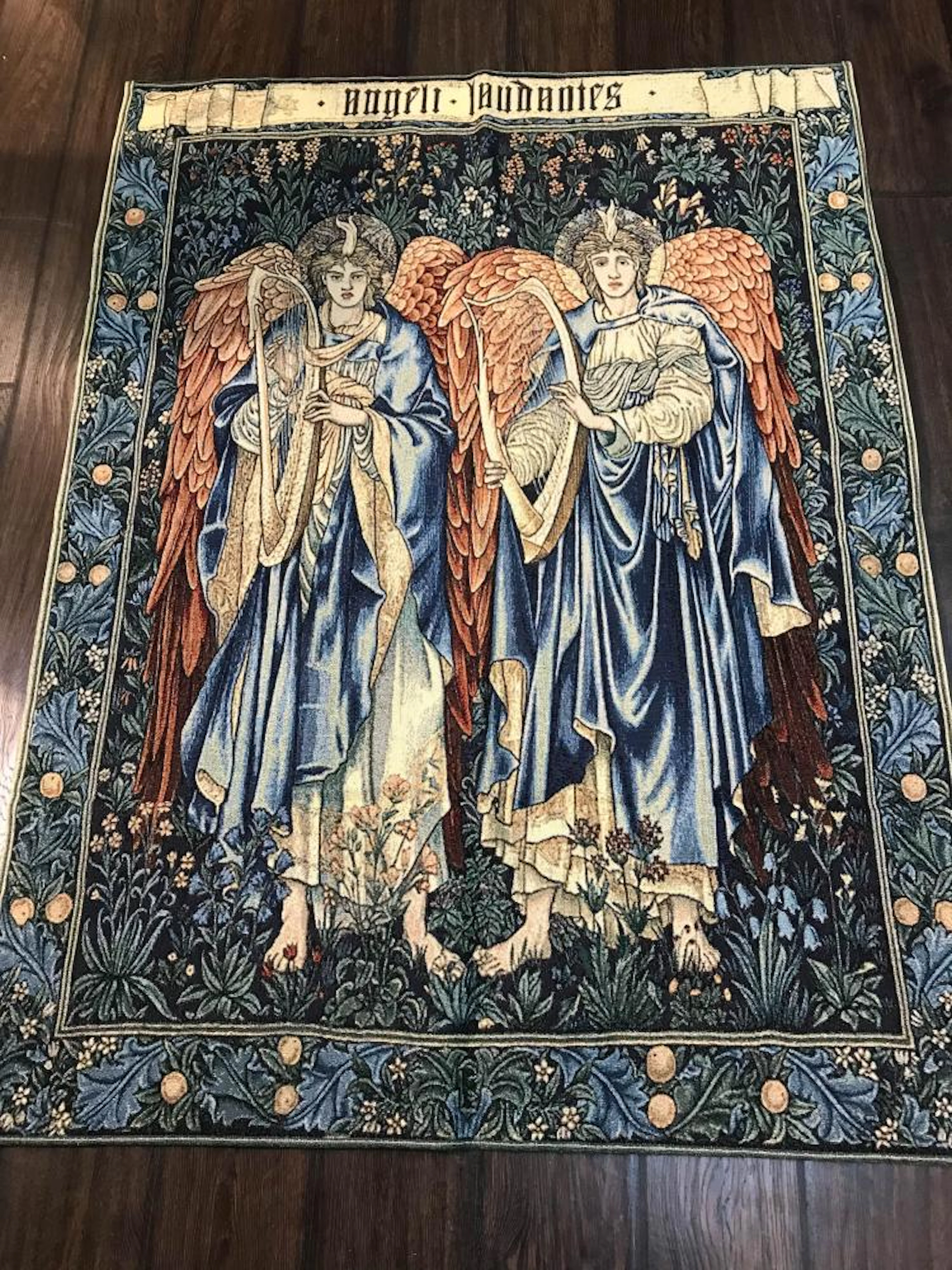 Tapestry of Two Angels Playing the Harp