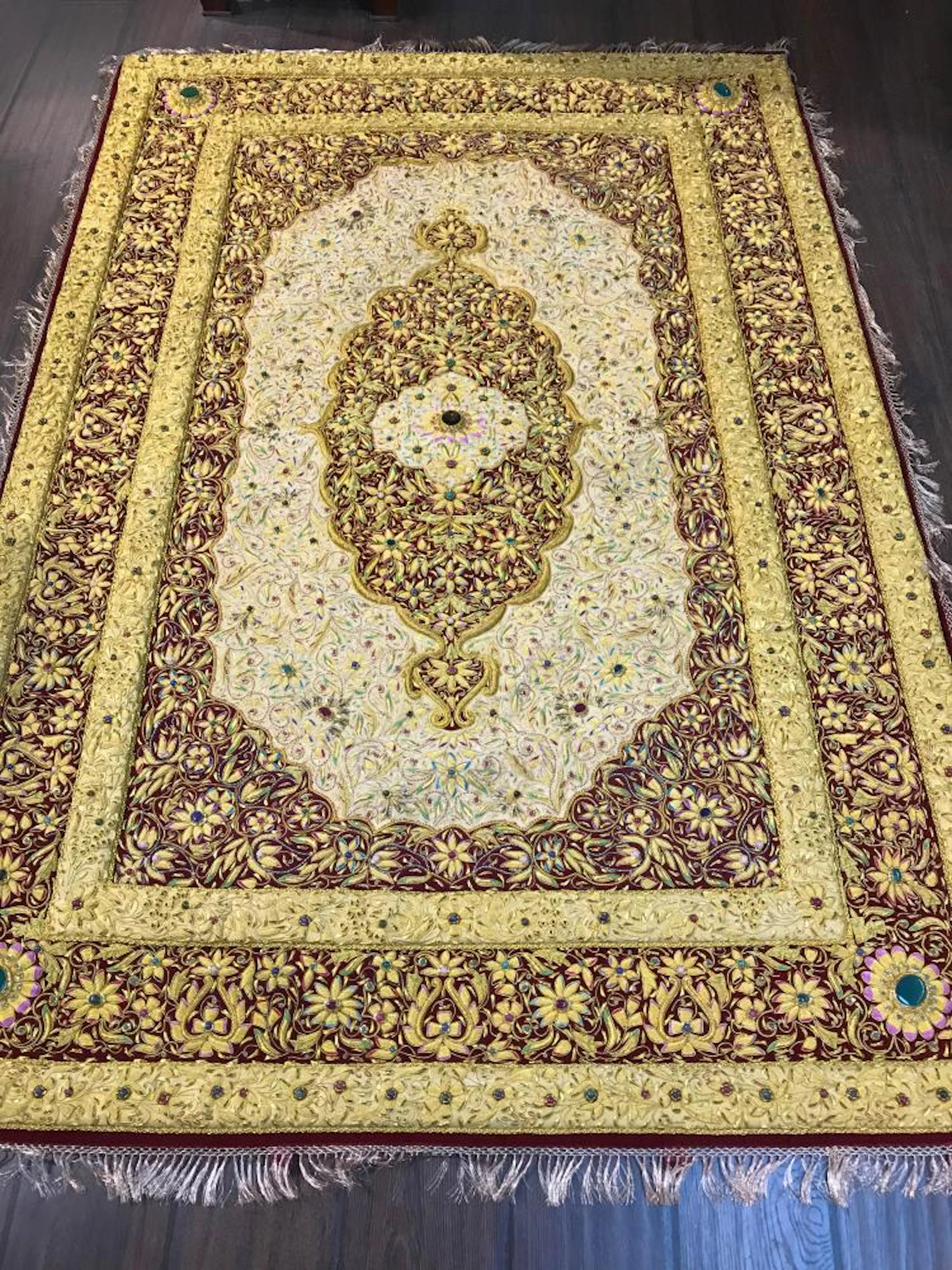 Magnificent Hand-Woven 24k Tapestry w/ Gemstones
