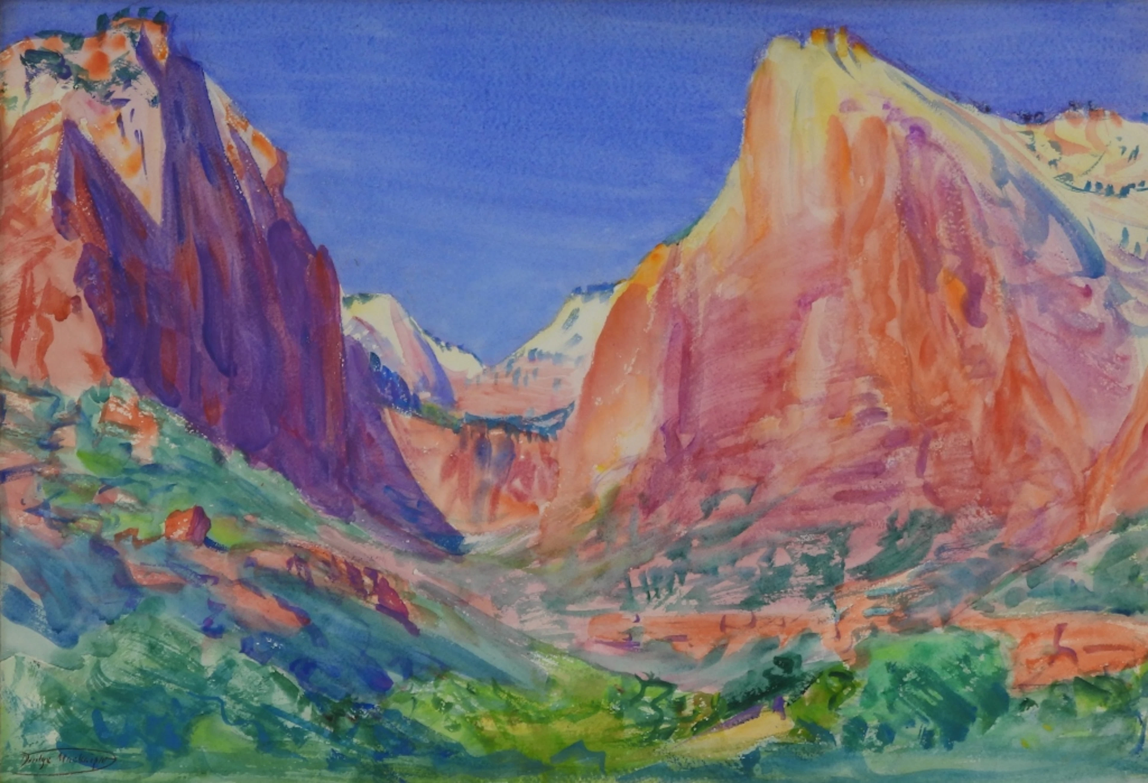 Dodge Macknight Mountain Landscape WC Painting - Dodge Macknight