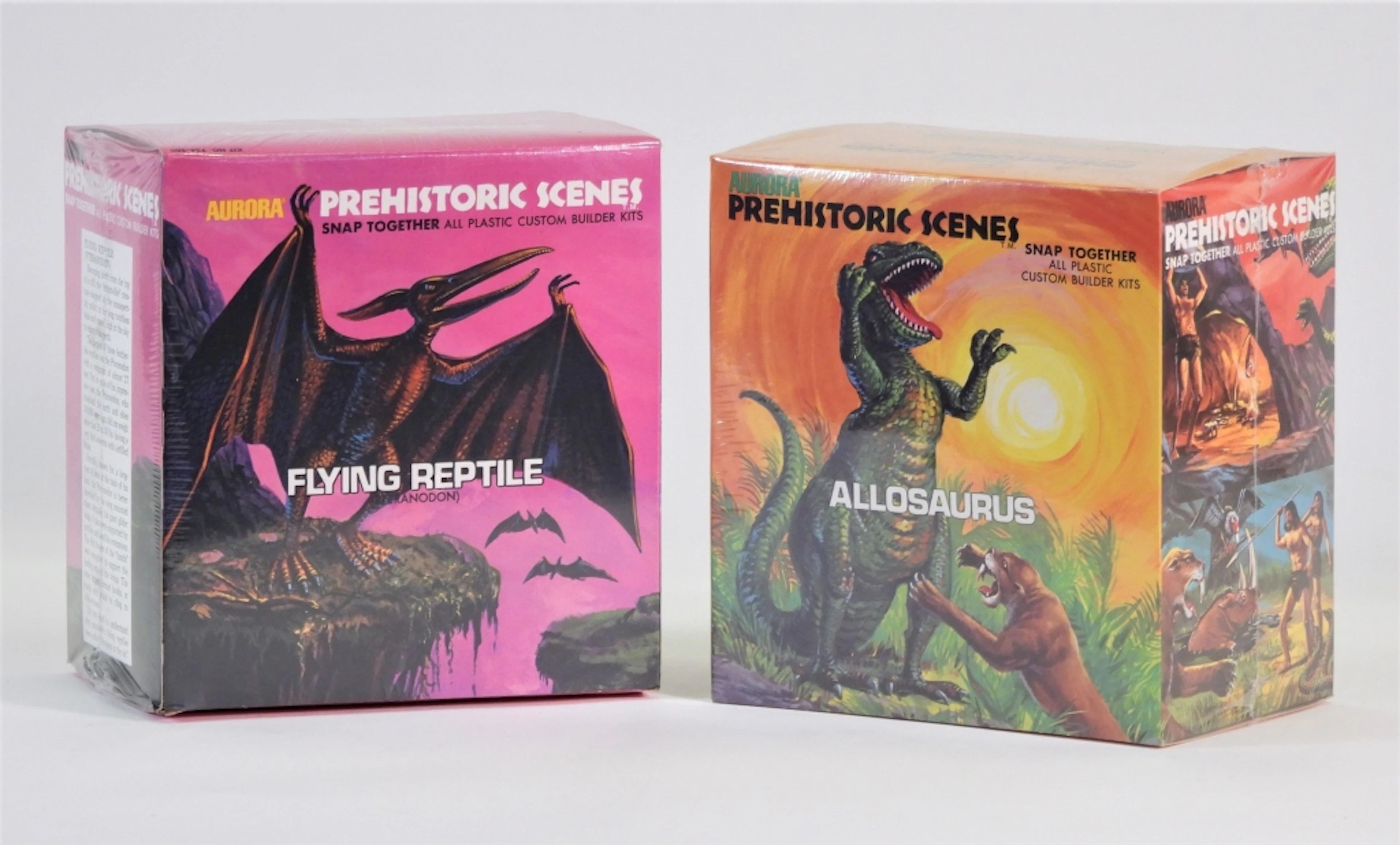 2 Aurora Prehistoric Scenes Allosaurus Pteranodon