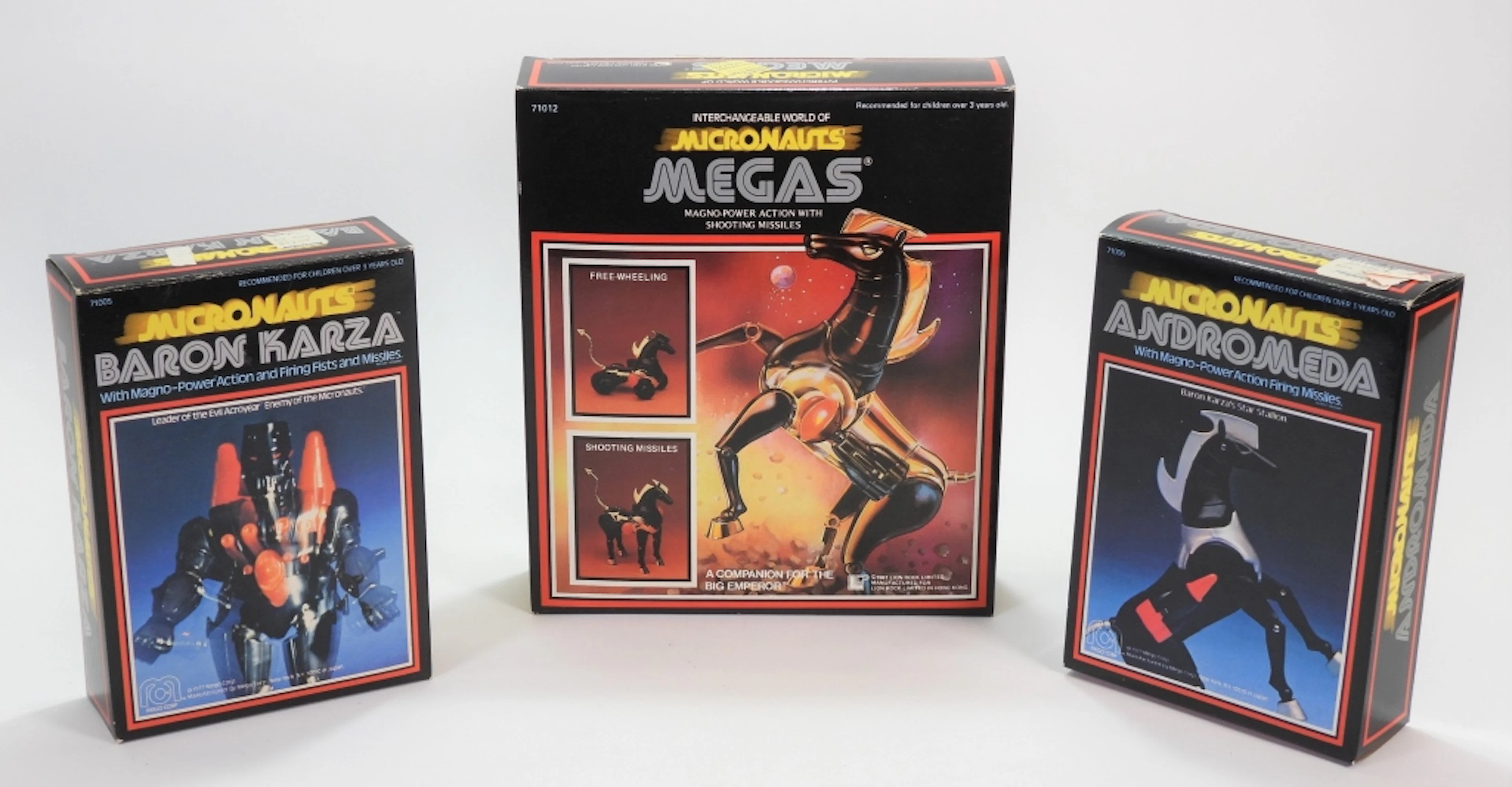 3 Mego Micronauts Baron Karza Andromeda Megas MIB