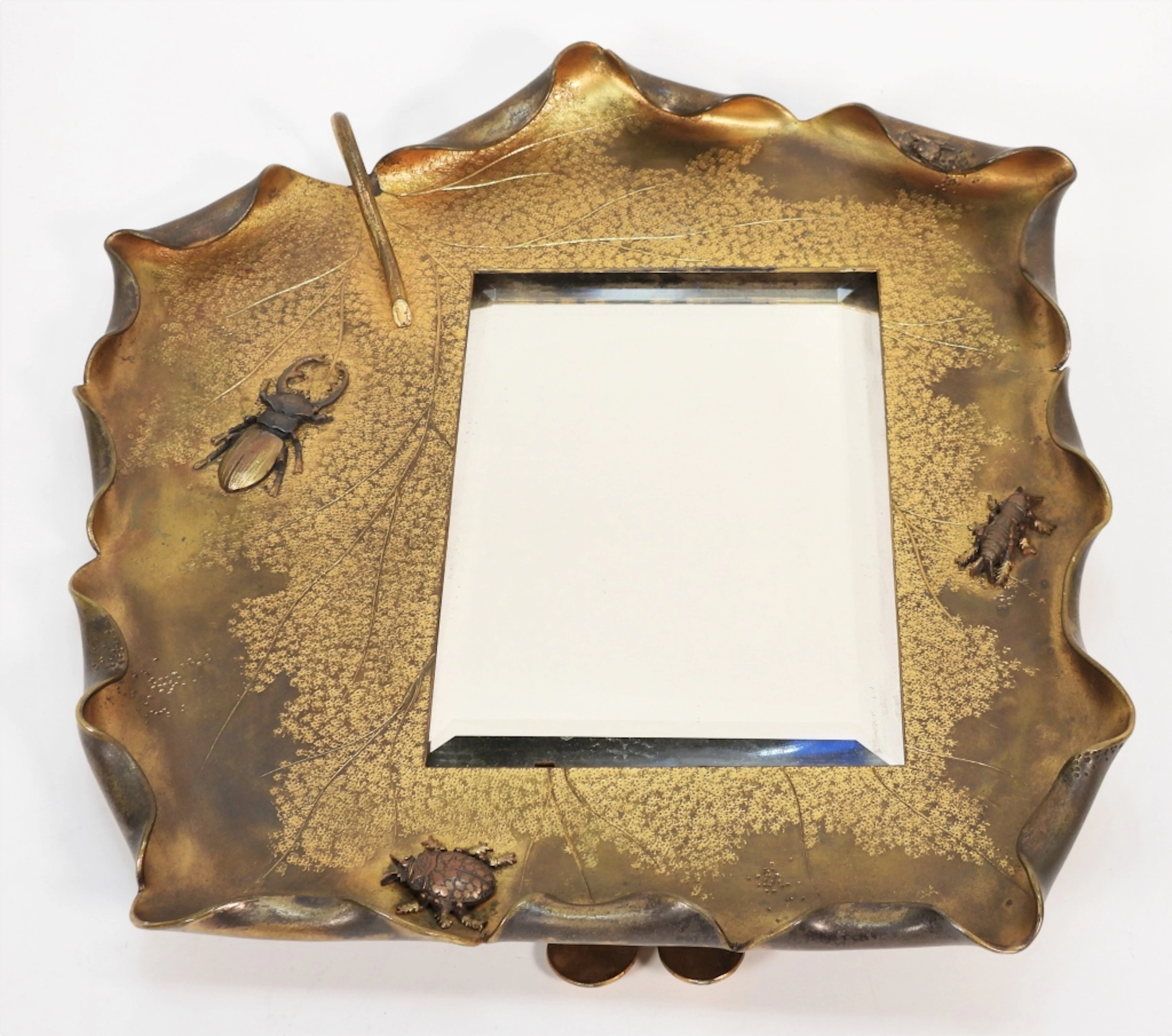 Aesthetic French Dore Bronze Leaf & Insect Mirror