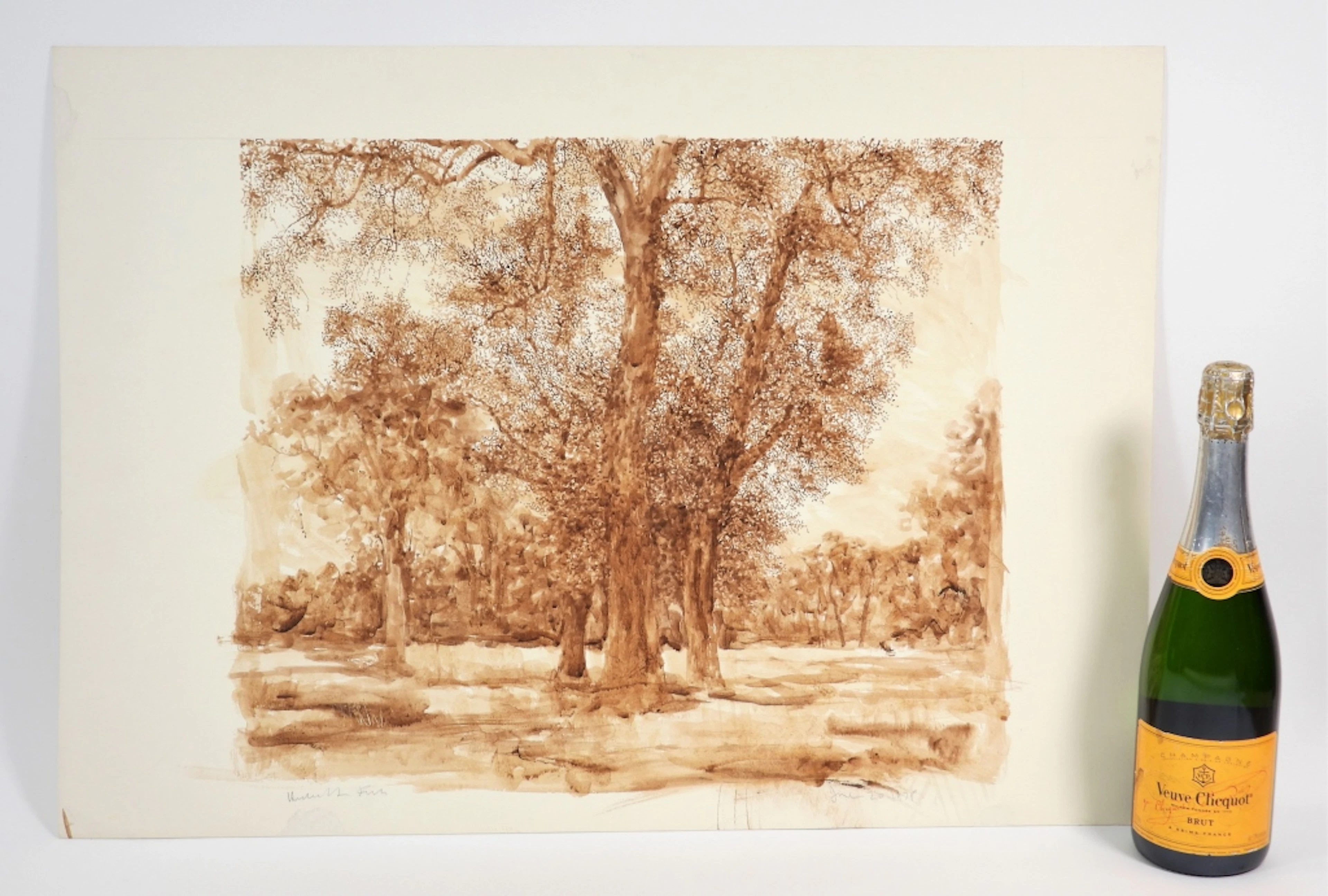 Herbert Lewis Fink Forest Landscape Ink Painting - Herbert Lewis Fink
