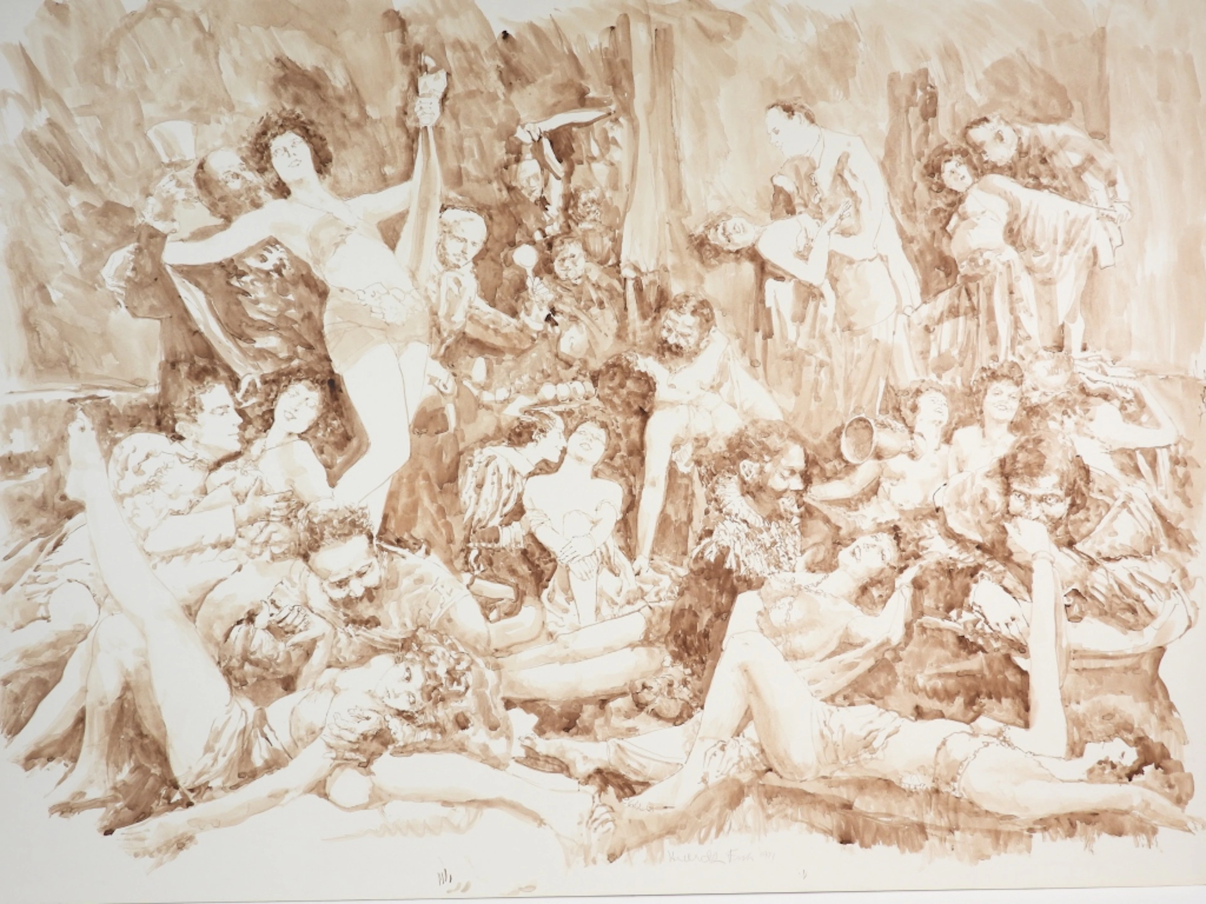 Herbert Lewis Fink Erotic WC Painting - Herbert Lewis Fink