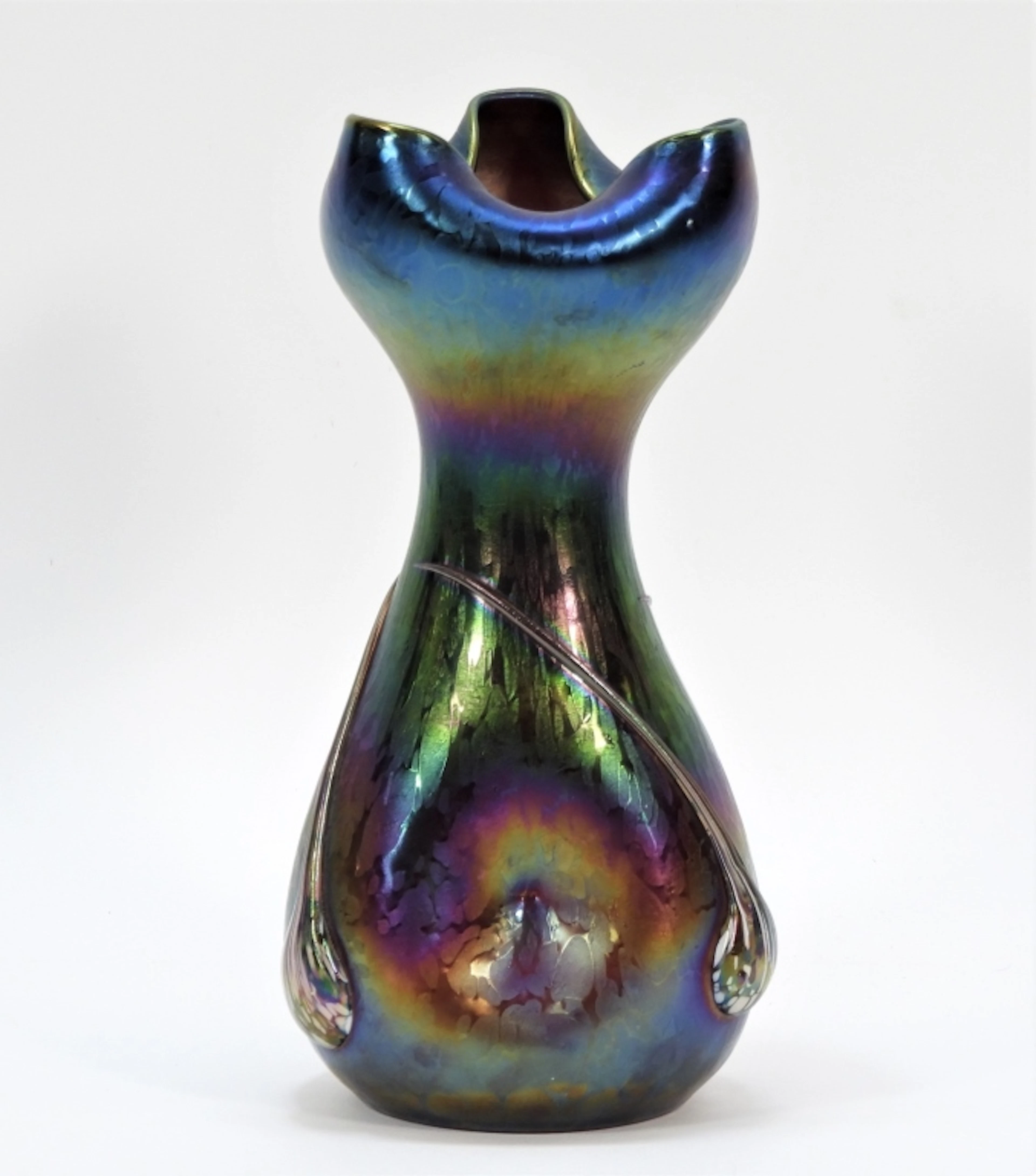 Loetz Iridescent Tadpole Art Glass Vase