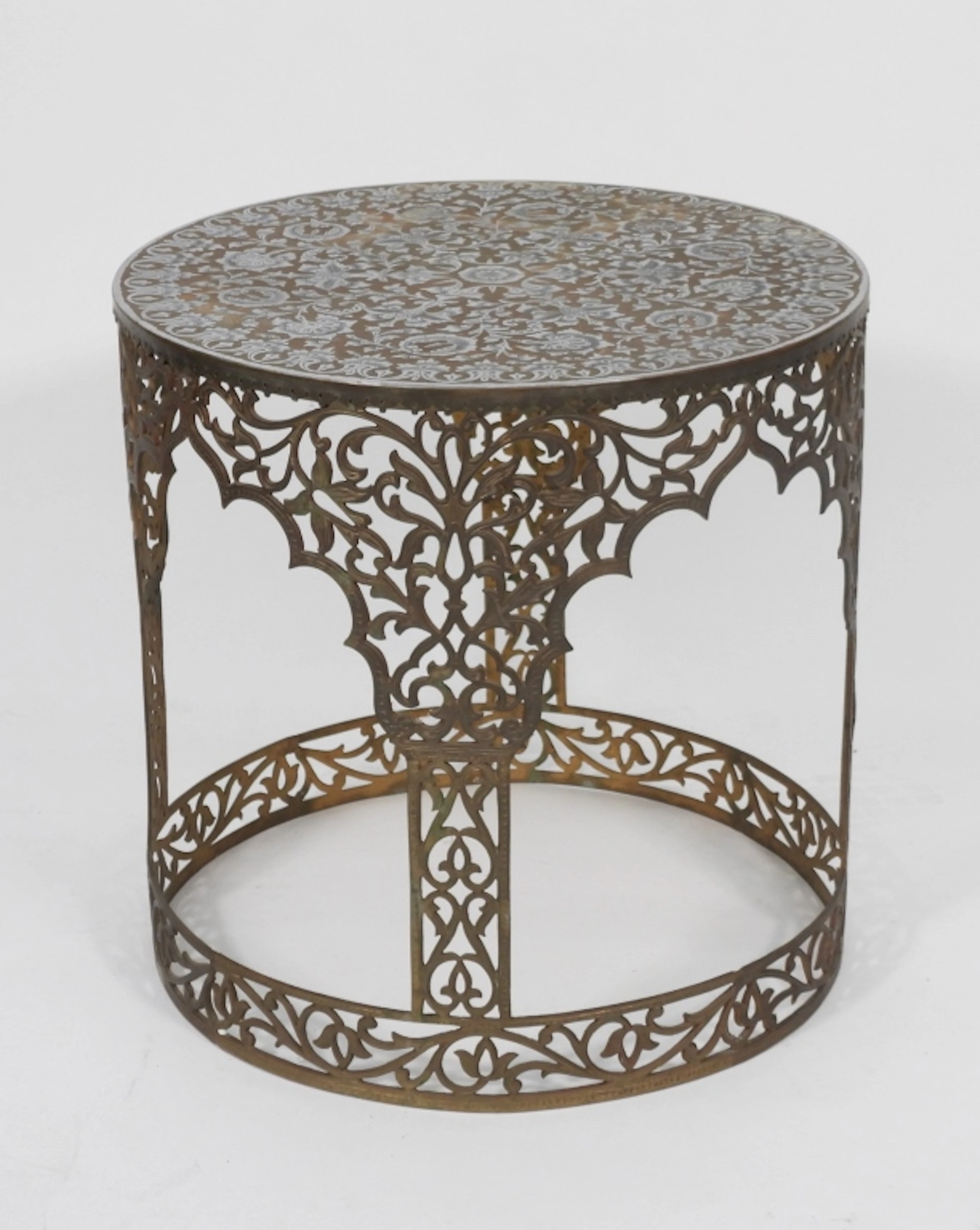 Indo Persian Silver Inlay Side Table
