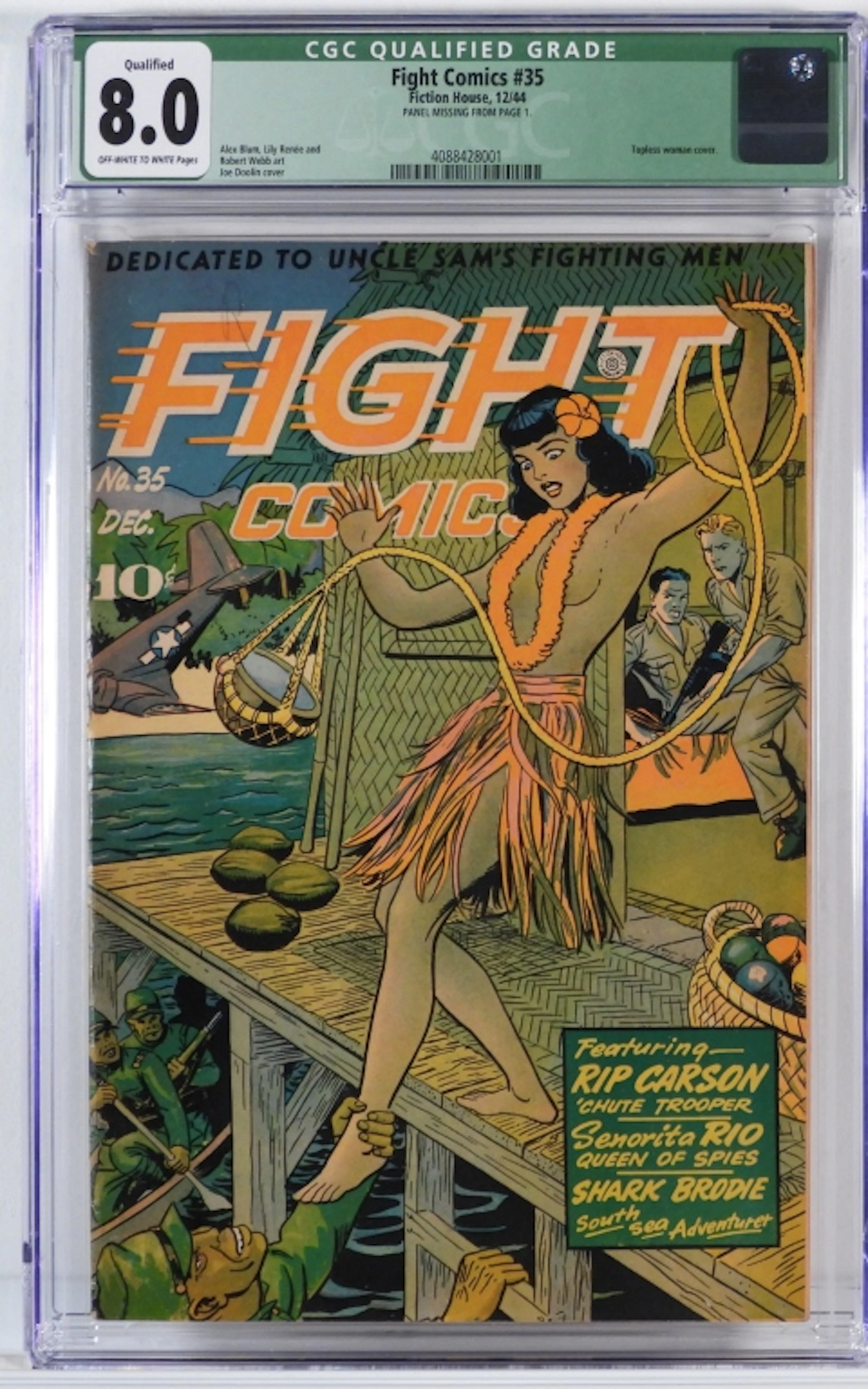 Fiction House Fight Comics #35 CGC 8.0