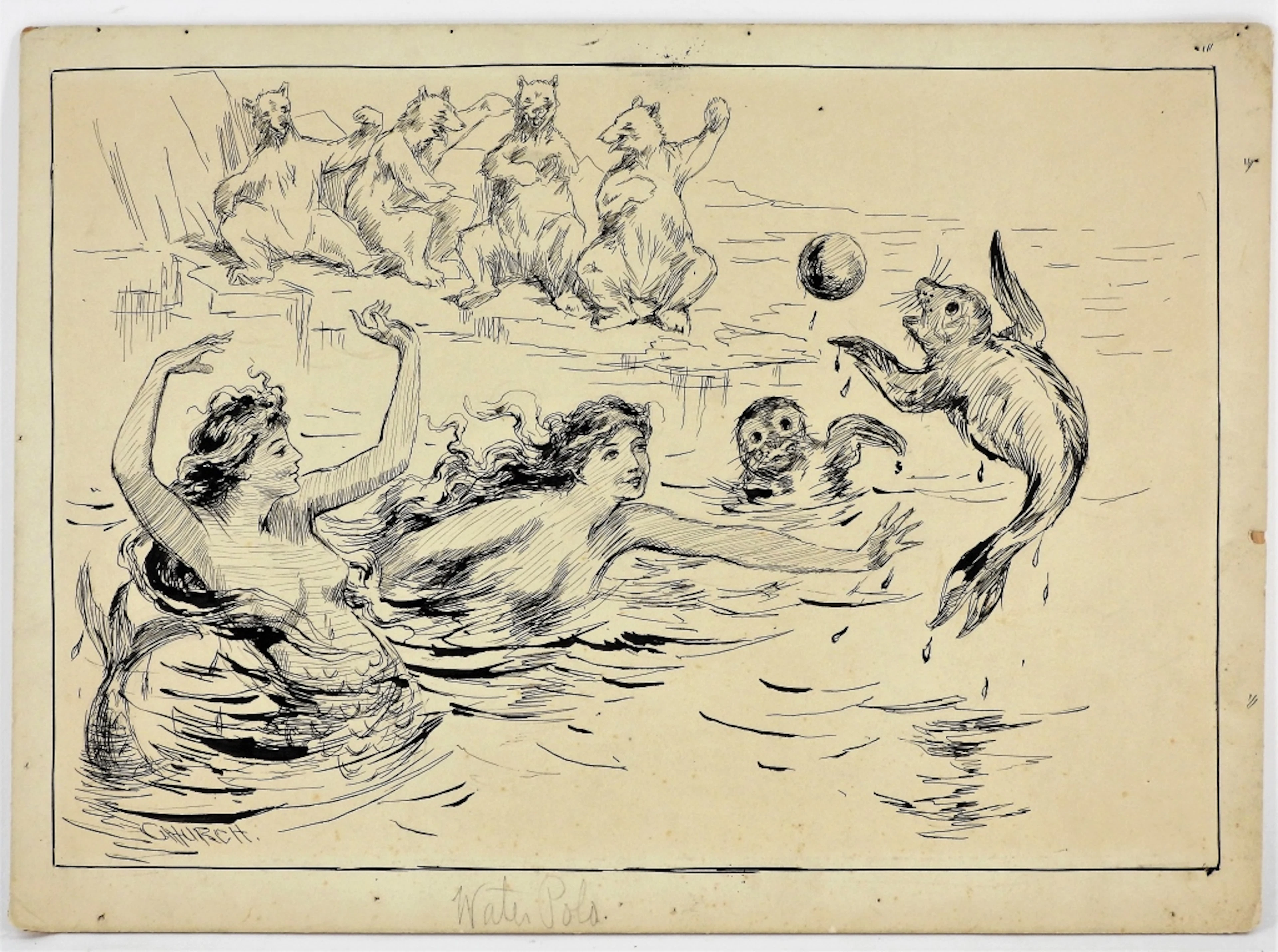 Frederic Stuart Church "Water Polo" Sketch