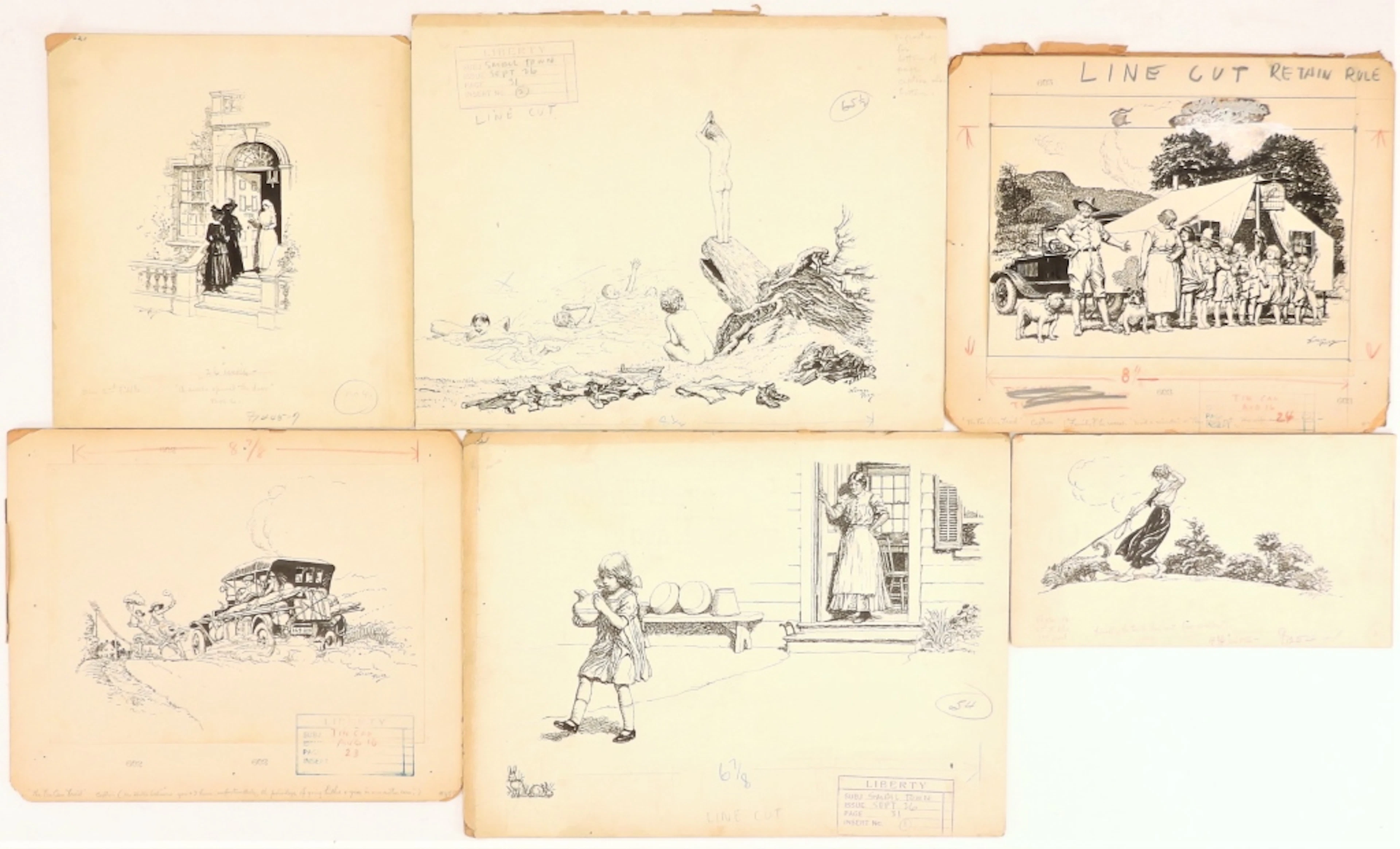 Group of Six Norman Price Illustrations