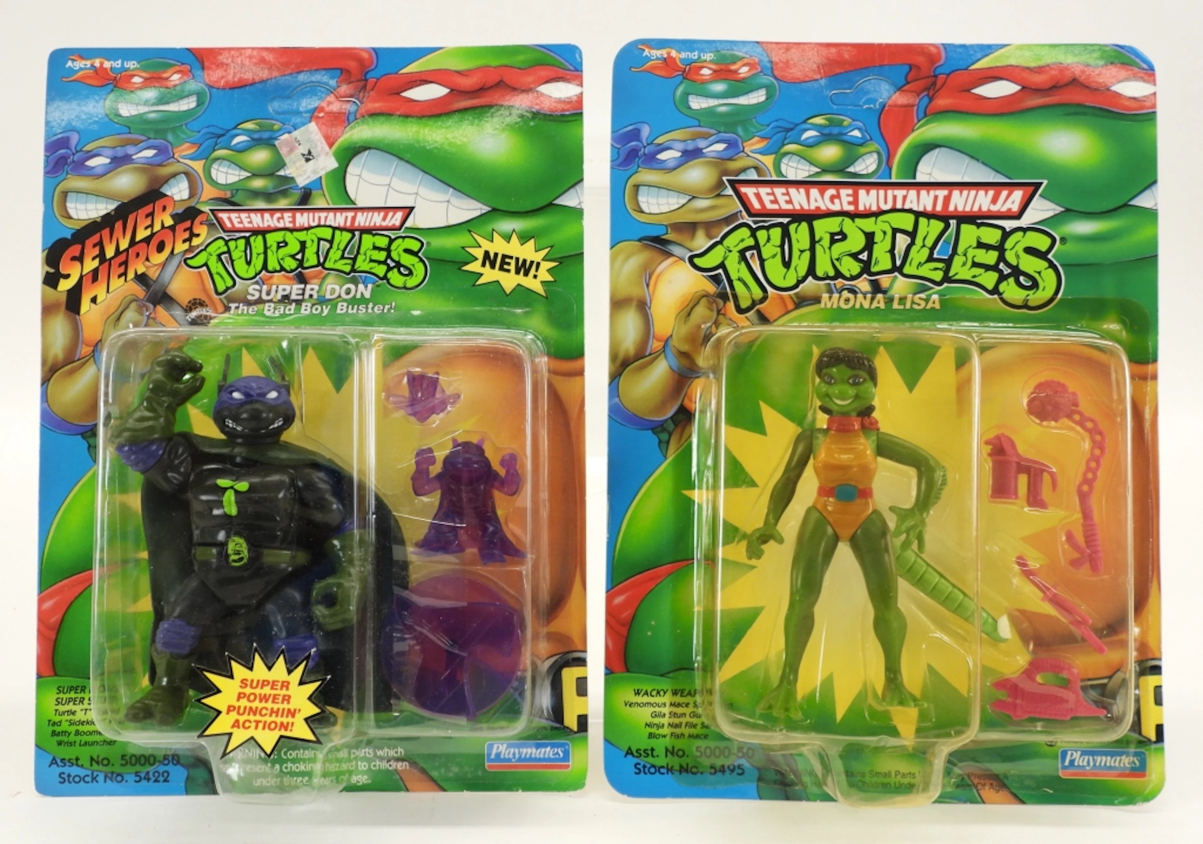 2PC Playmates TMNT Mona Lisa Super Don MOSC