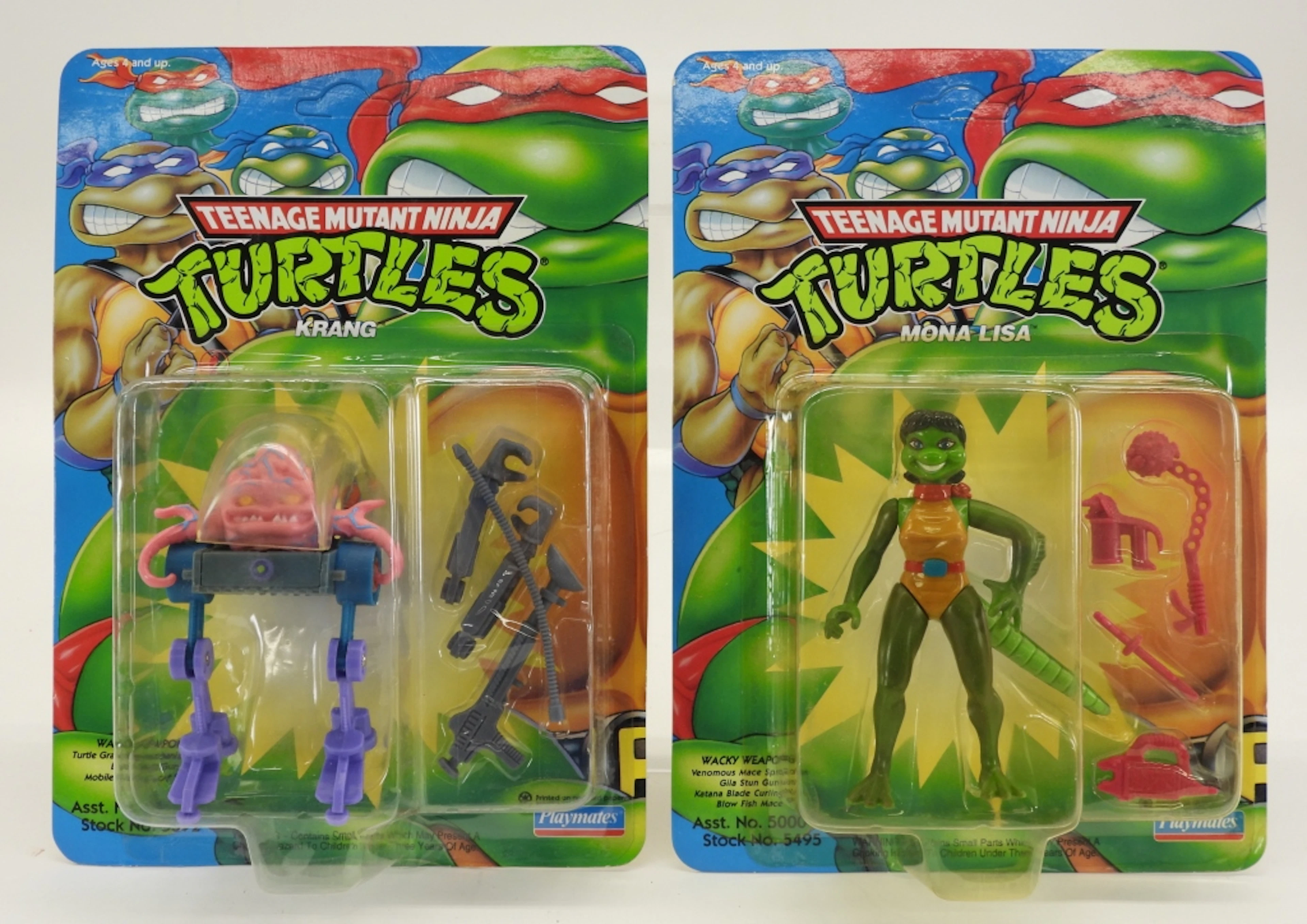 2PC 1992 Playmates TMNT Krang Mona Lisa MOSC Group