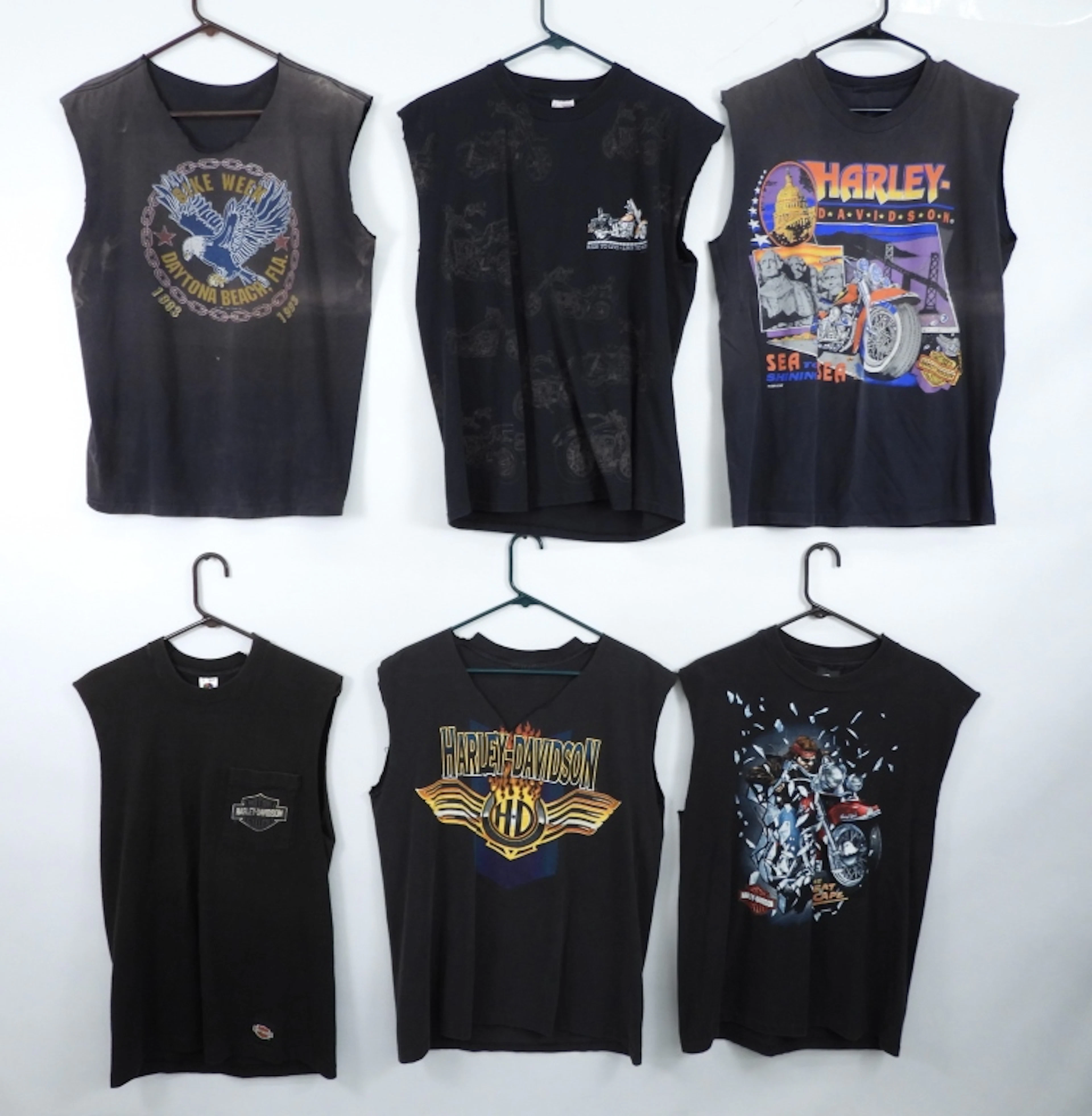 6PC Vintage Harley-Davidson Graphic Tank Top Group