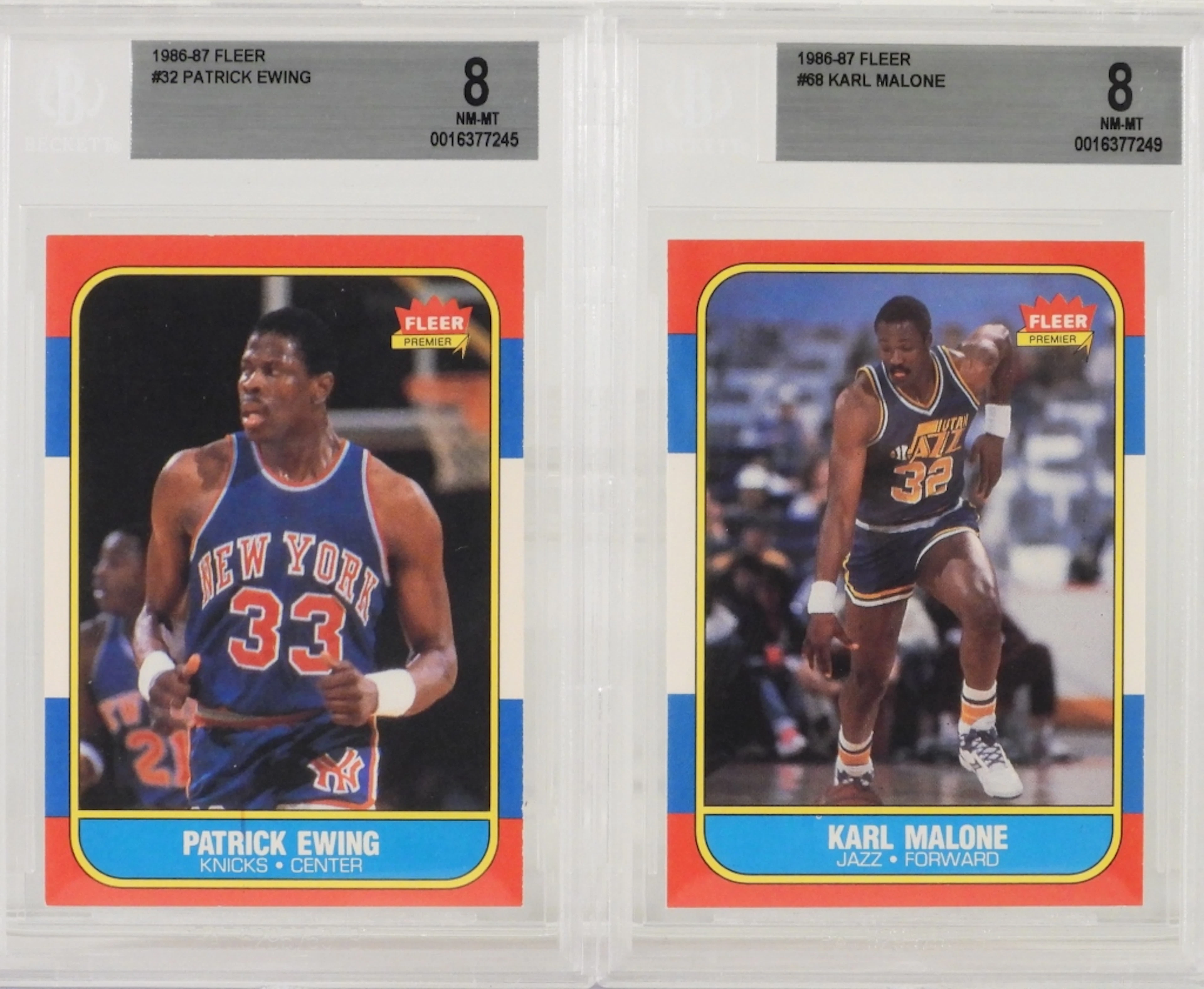 1986-87 Fleer Basketball #68 Malone #32 Ewing