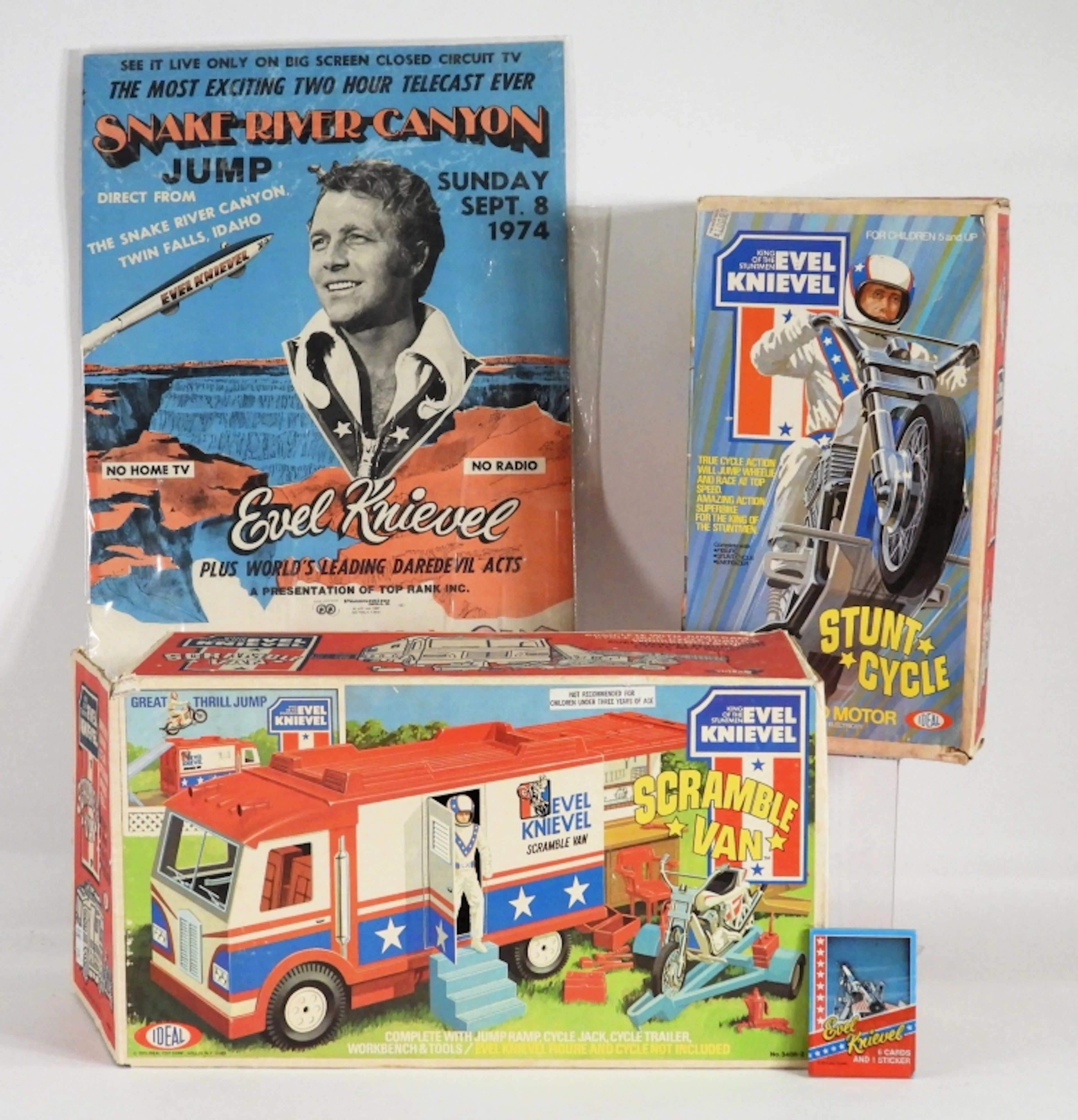 4PC 1973 Evel Knievel Ideal Cycle Van Poster Group