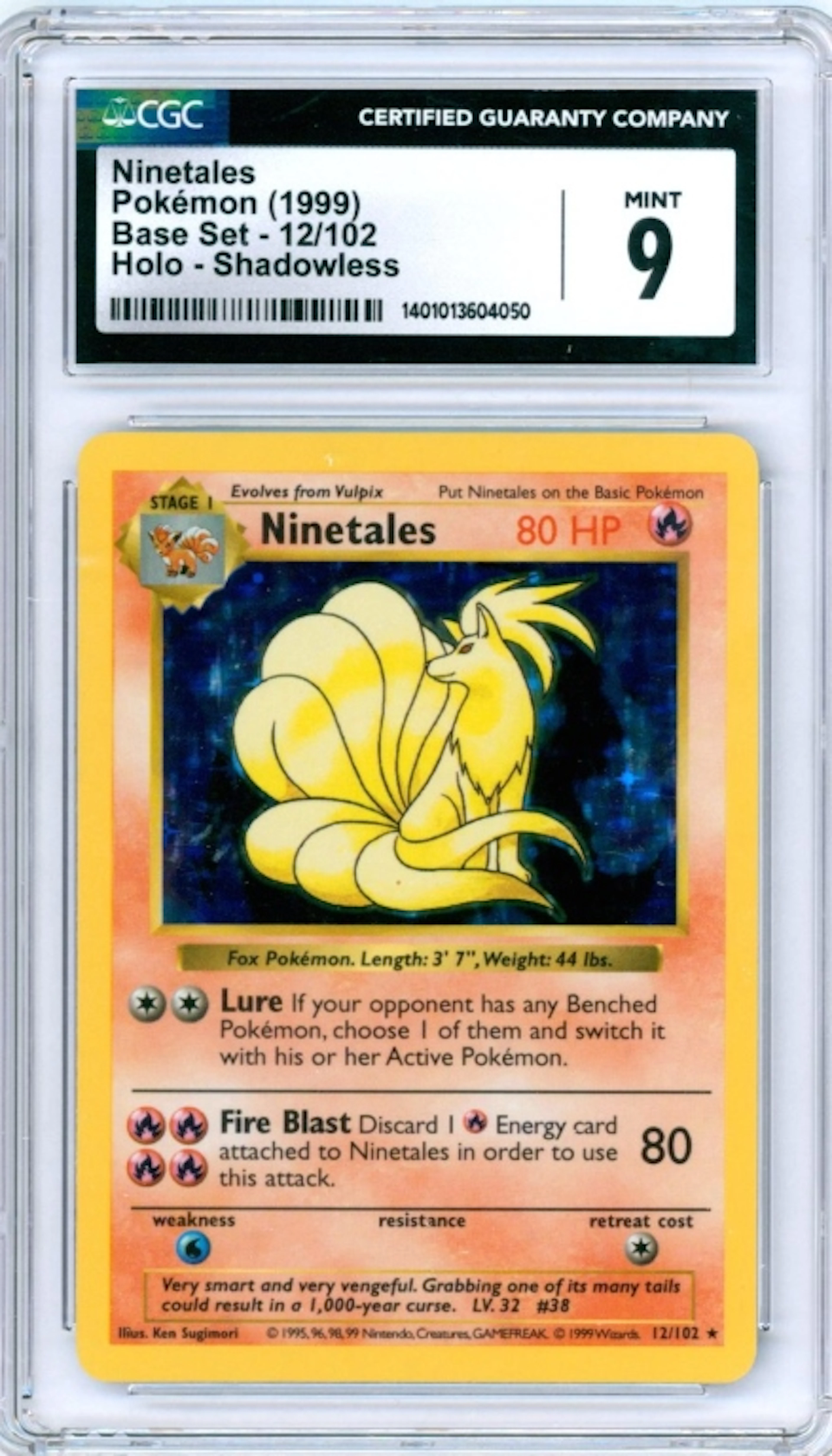1999 Pokemon Base Shadowless Ninetales CGC 9
