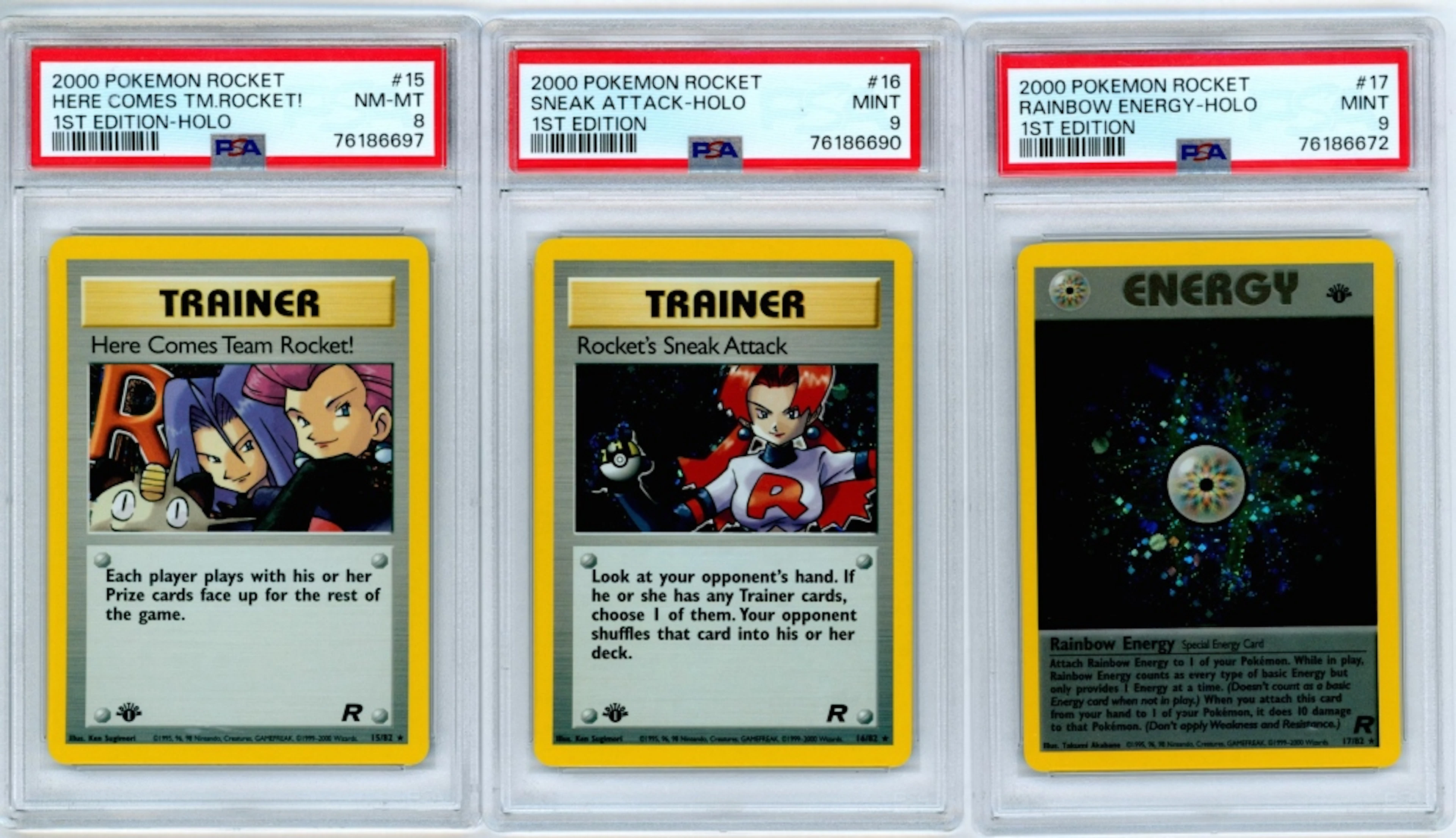 3PC 2000 Pokemon Team Rocket 1st Ed. Holo Trainers