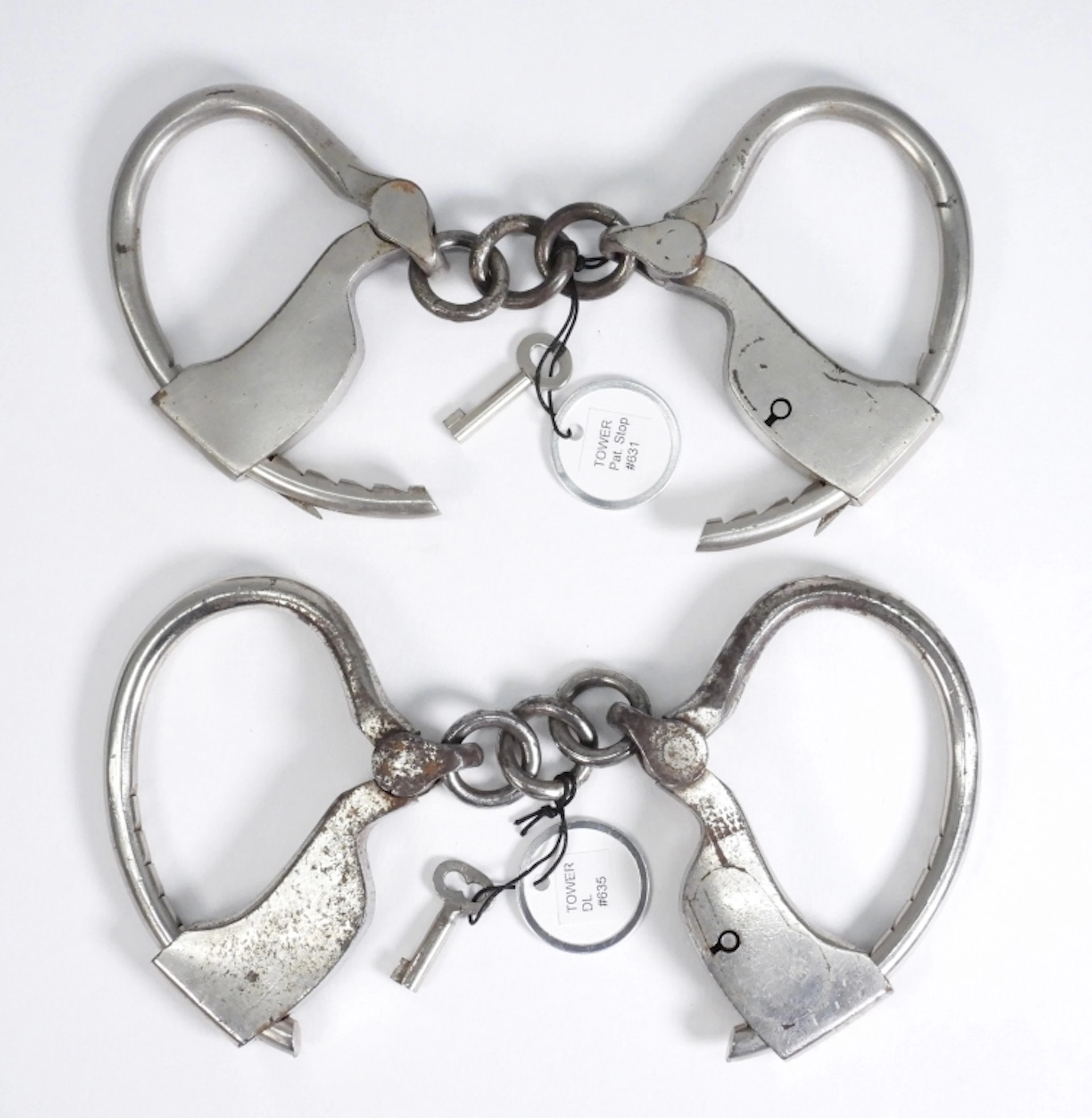 2 PR. Tower Double Lock Patent Stop Handcuffs