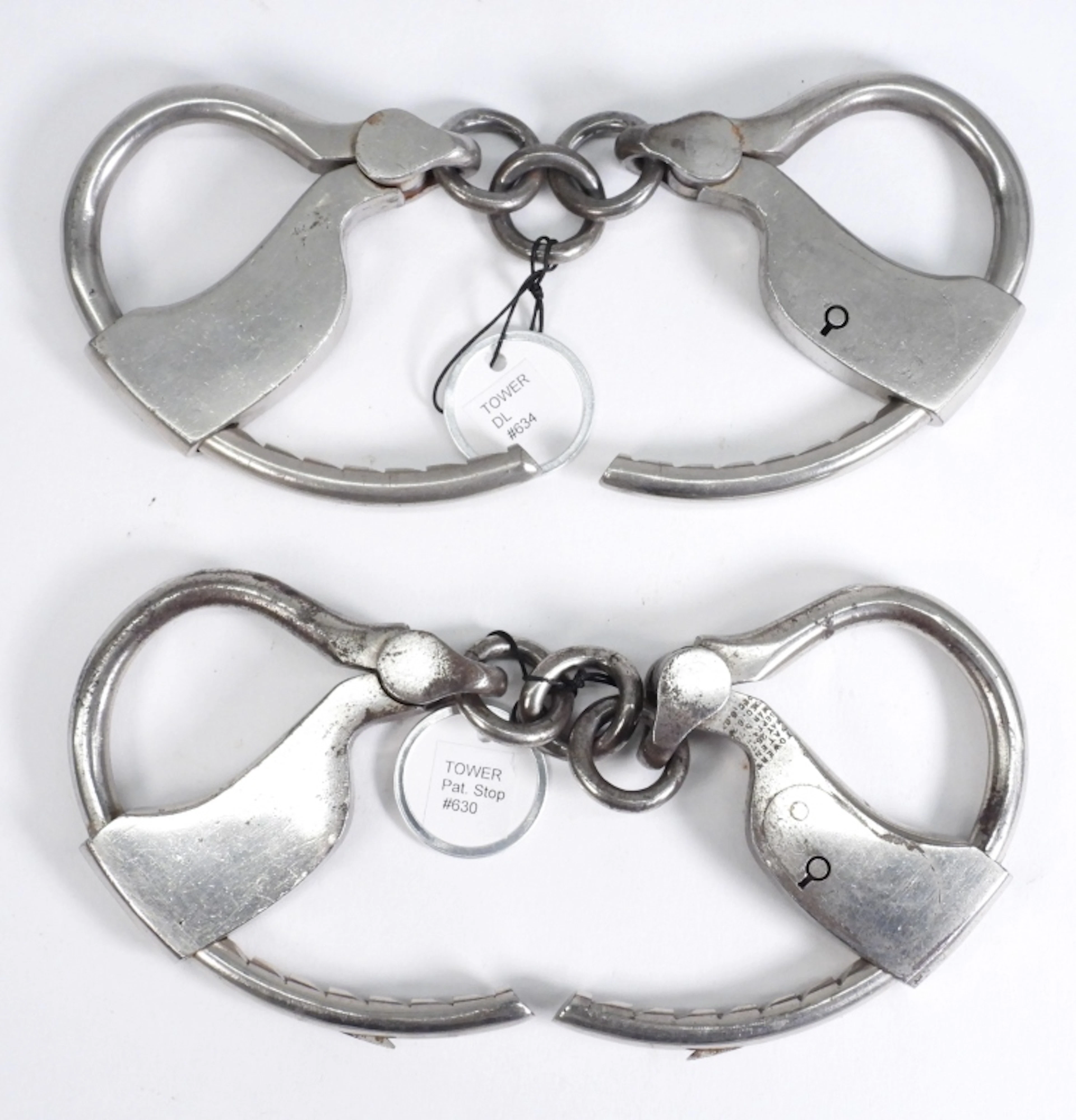 2 Pr Tower Double Lock & Patent Stop Handcuffs