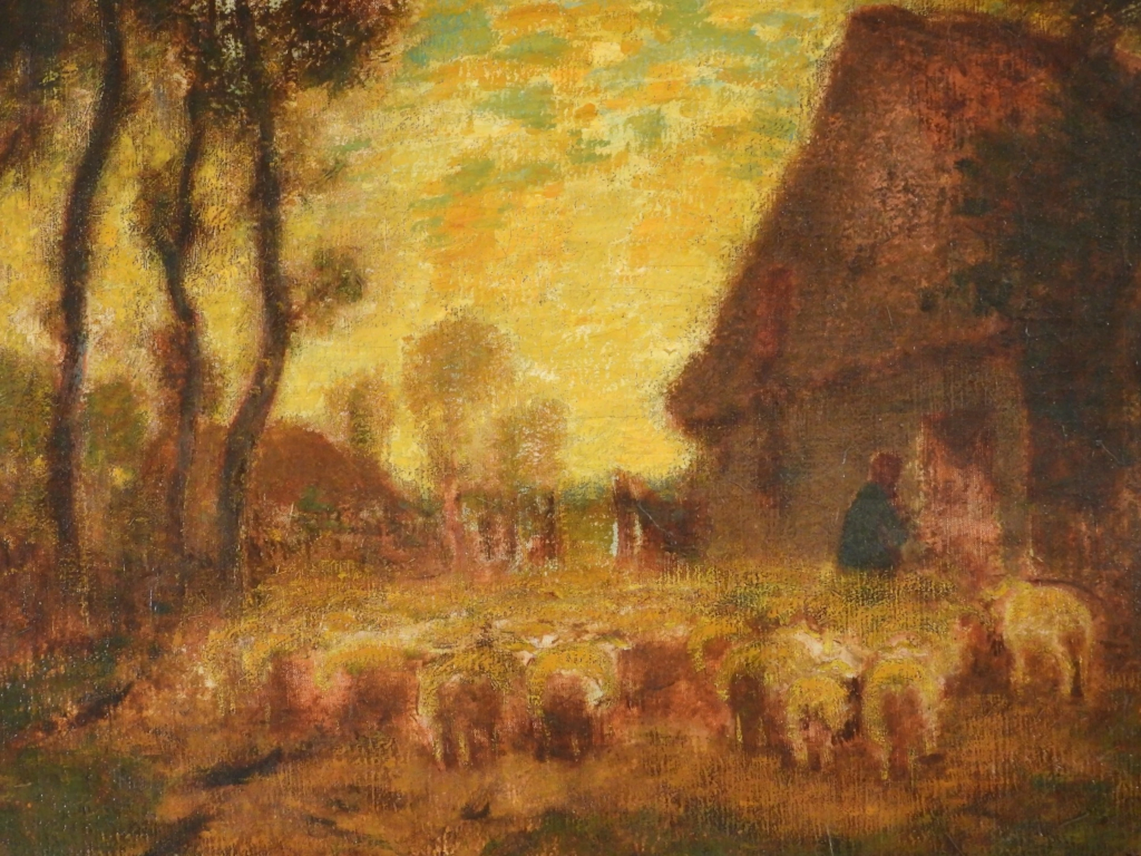 Louis Dessar Tonalist Farm Landscape Painting - Louis Dessar