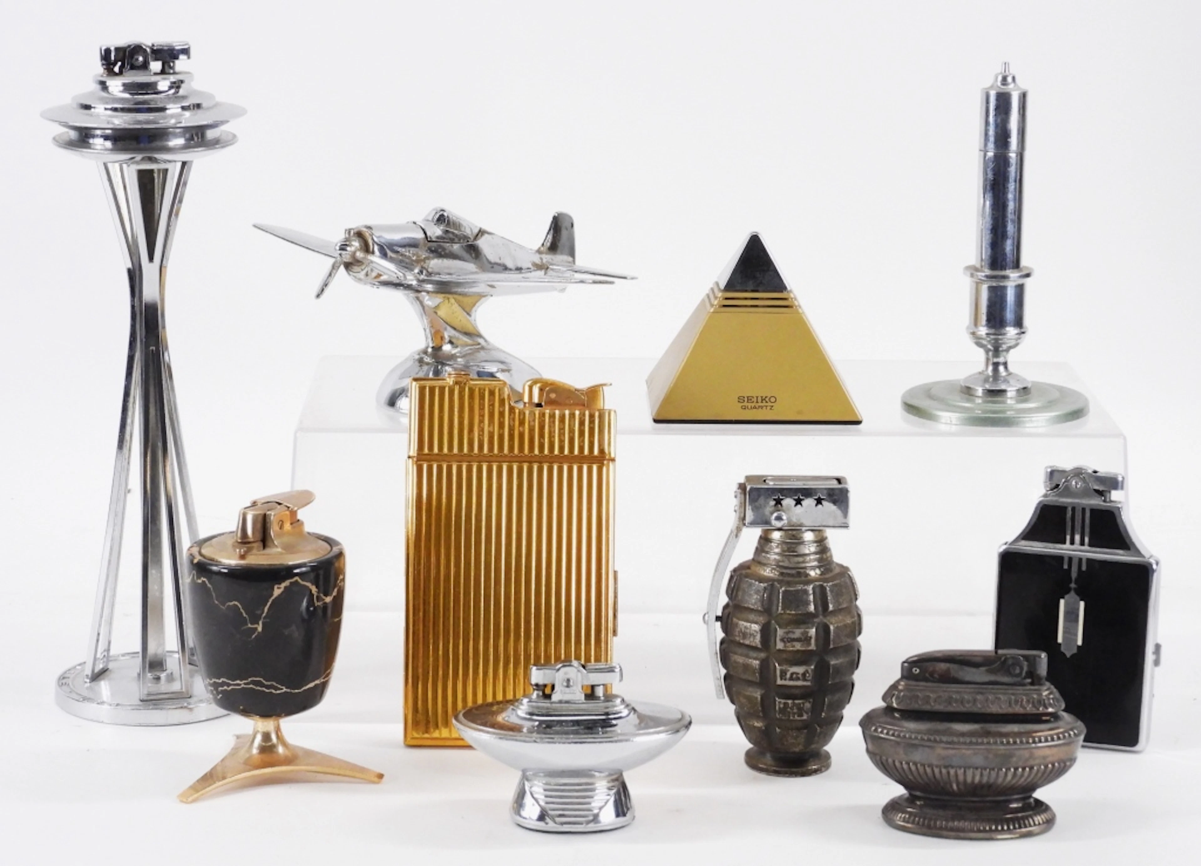 10PC Ronson Evans & Other Table Lighters