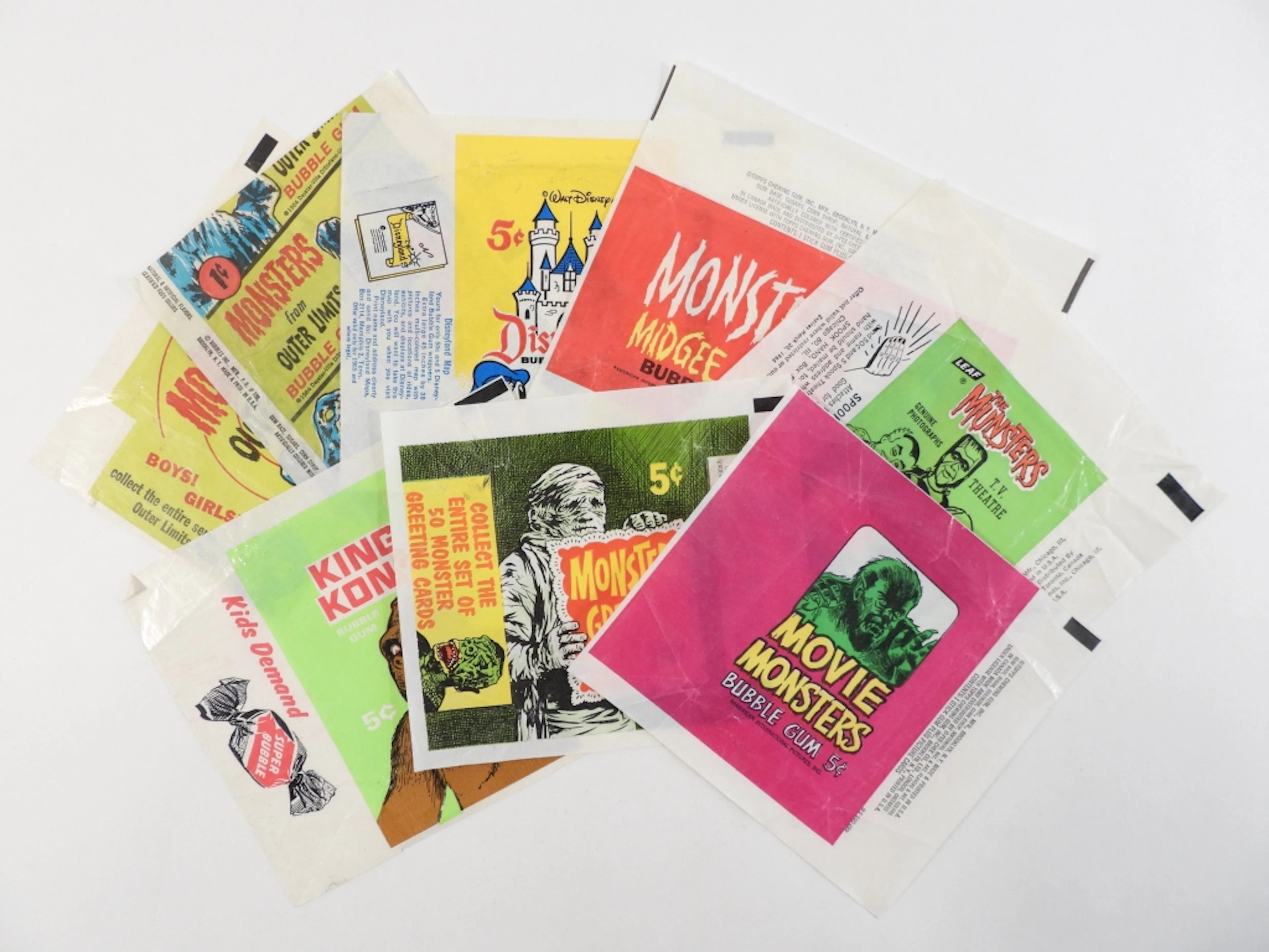 8PC 1960's Non-Sport Monster Related Wax Wrappers