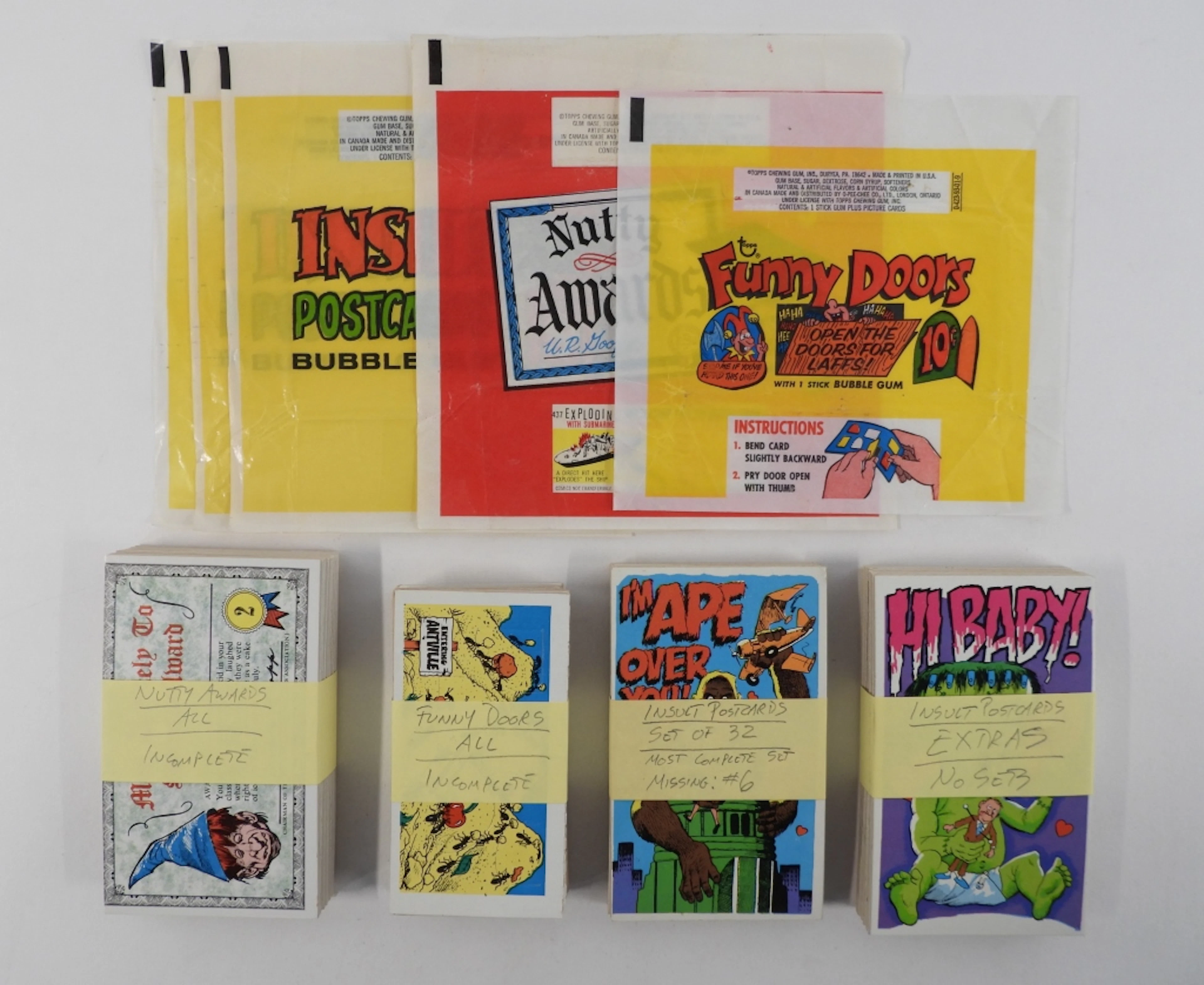 Topps Nutty Awards Insult Postcards Funny Doors