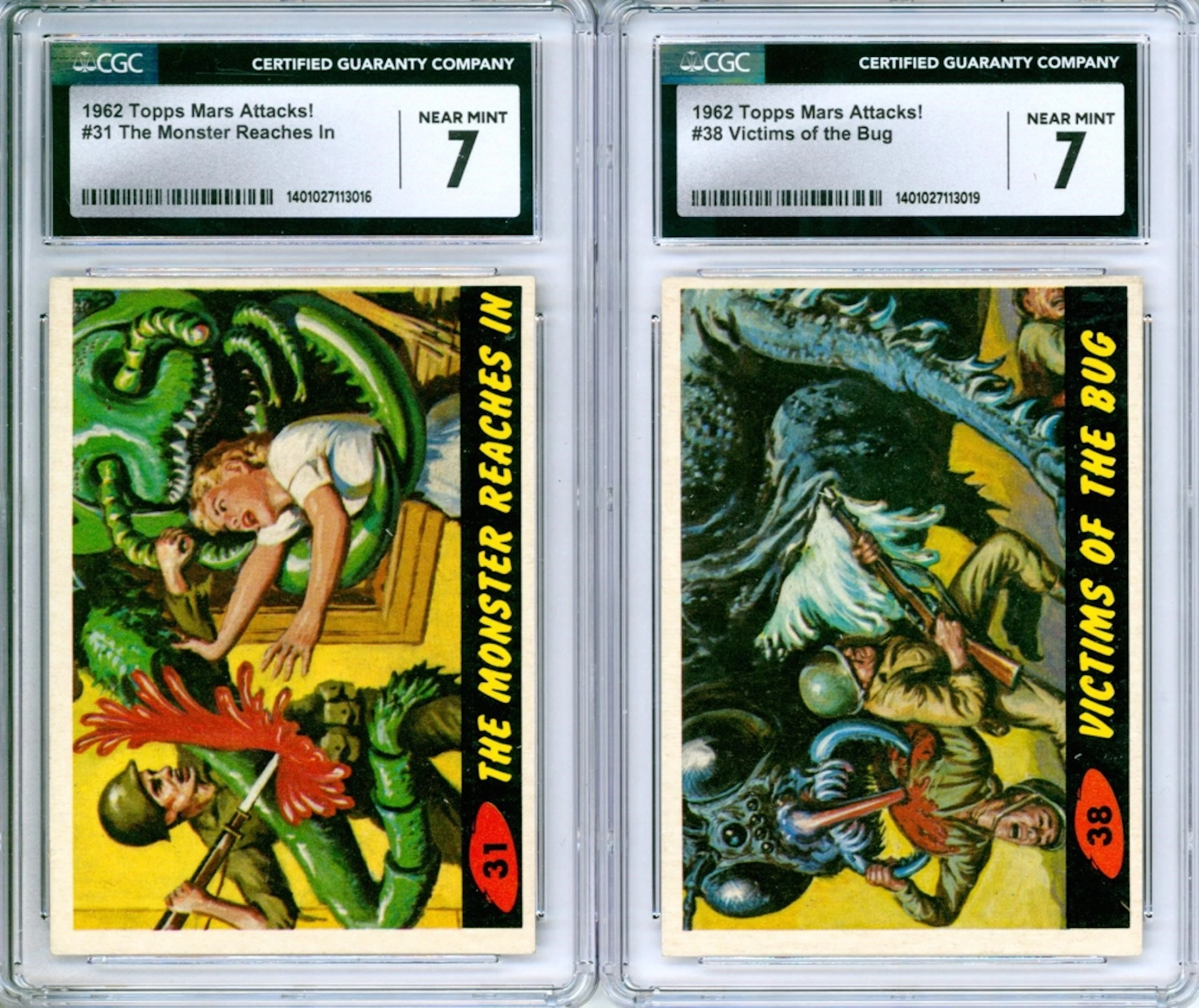 2PC 1962 Topps Mars Attacks! #31 #38 CGC 7 Group