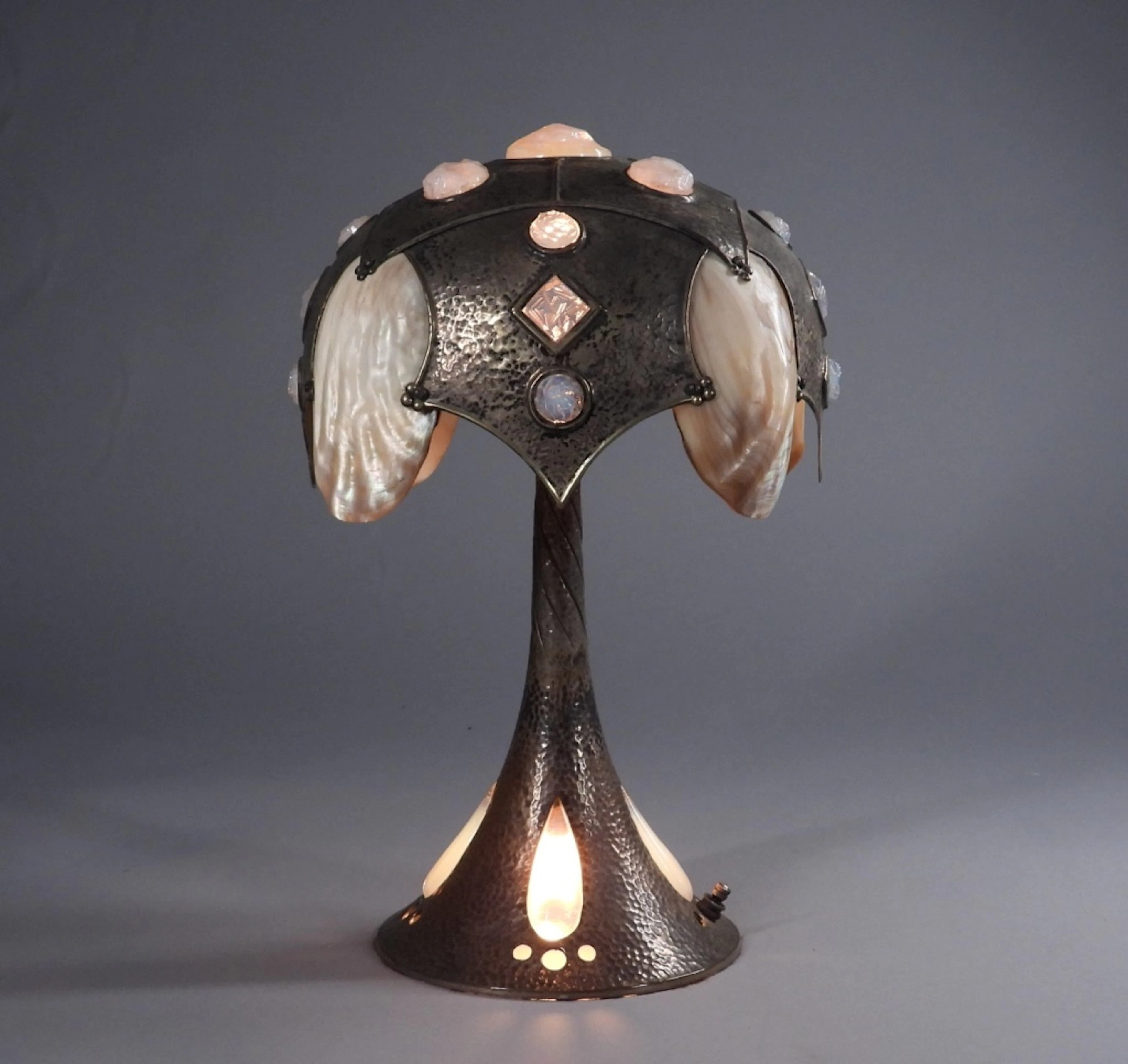 Attr. Elizabeth Eaton Burton Hammered Shell Lamp - Attr. Elizabeth Eaton Burton
