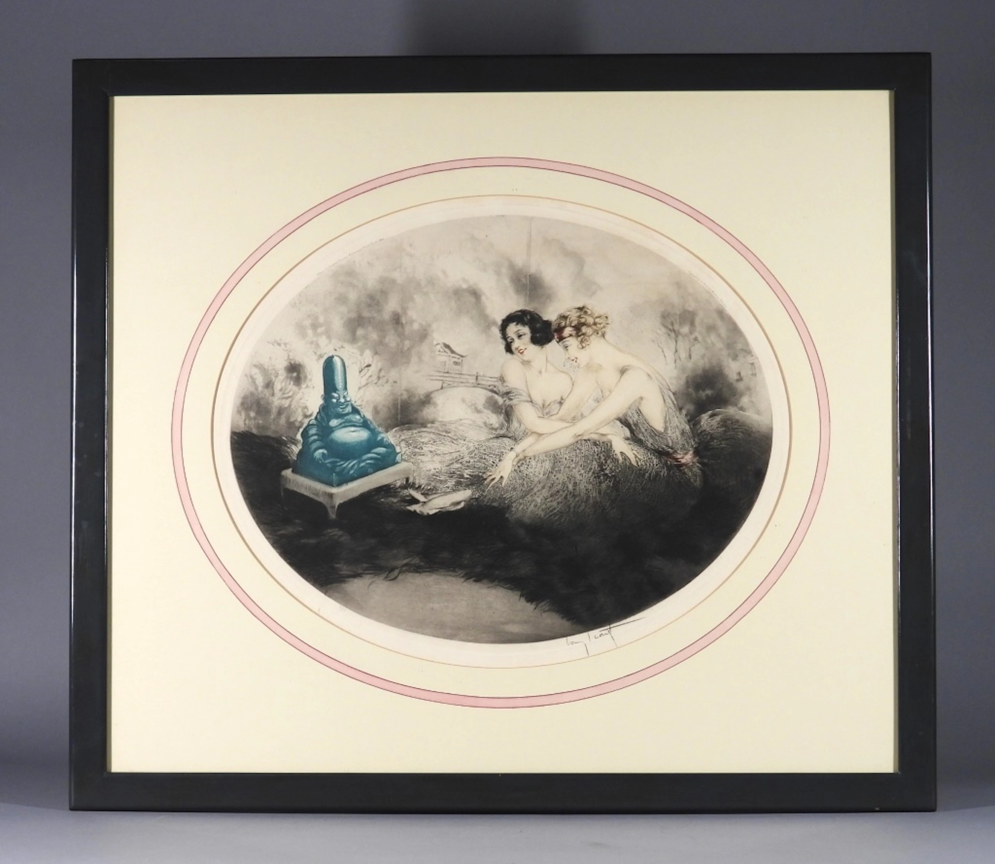 Louis Icart Laughing Buddha Etching - Louis Icart