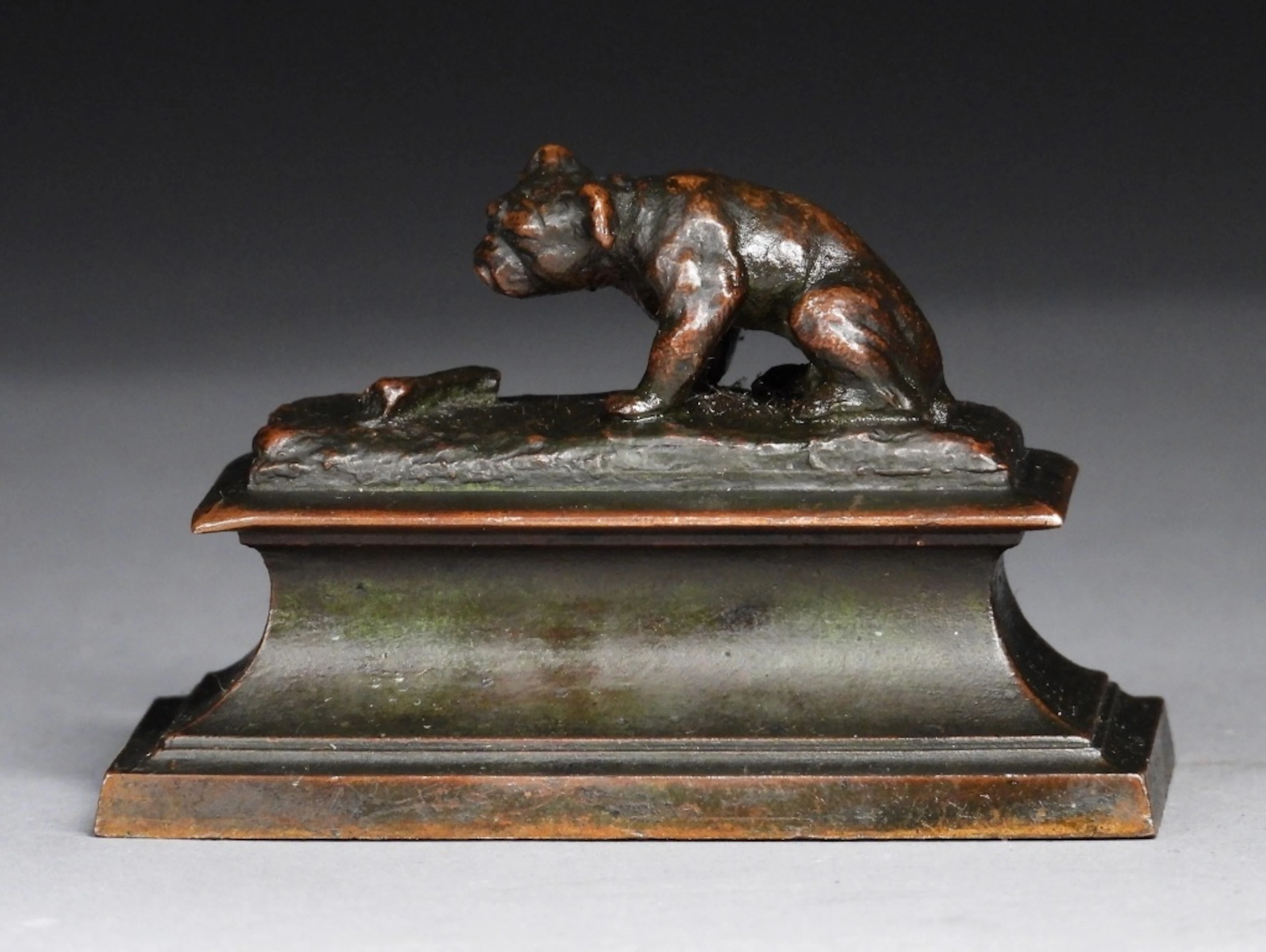 Leo Frank Nock Diminutive Bulldog Bronze Sculpture - Leo Frank Nock