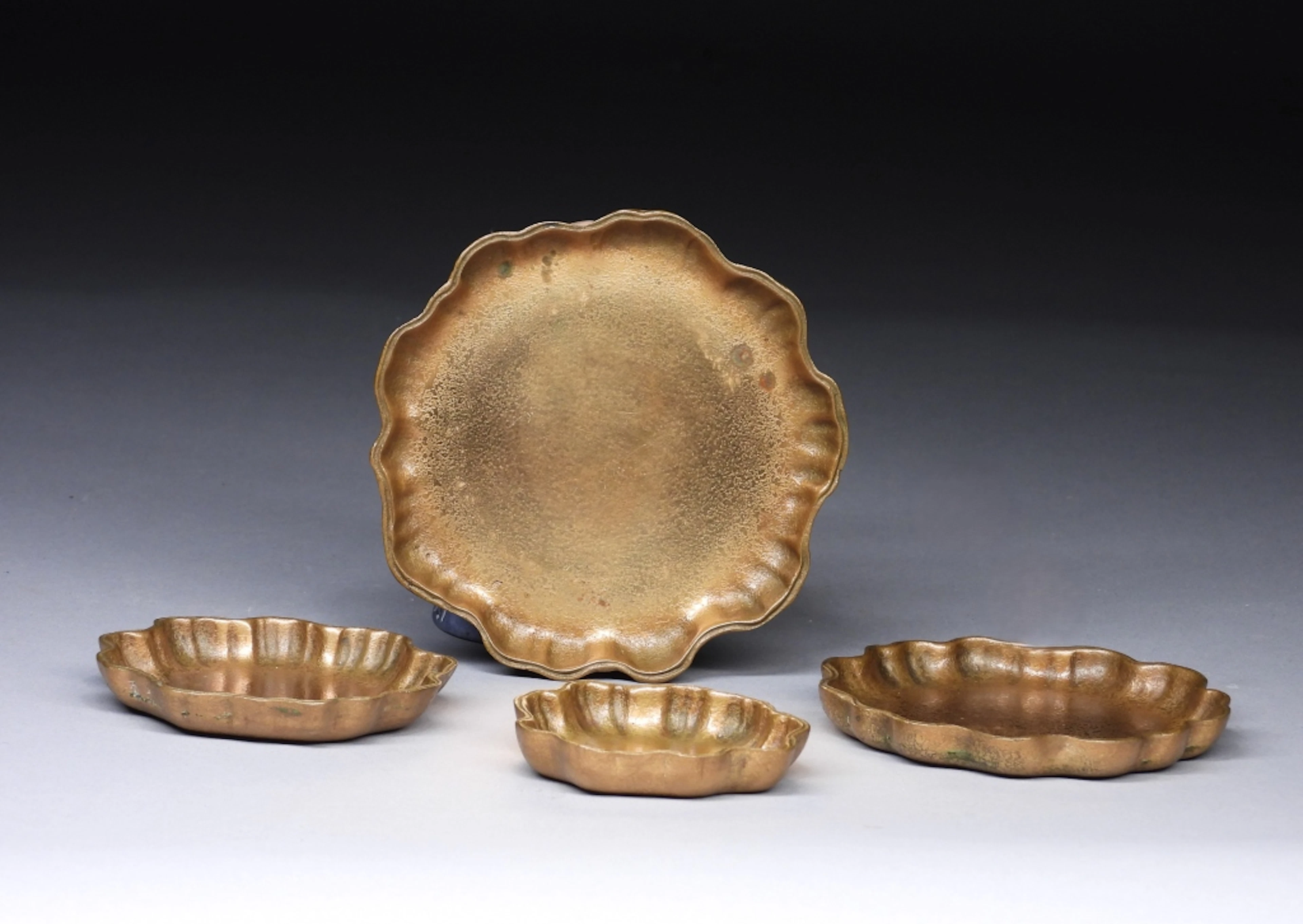 4PC Tiffany Studios Dore Bronze Nesting Trays