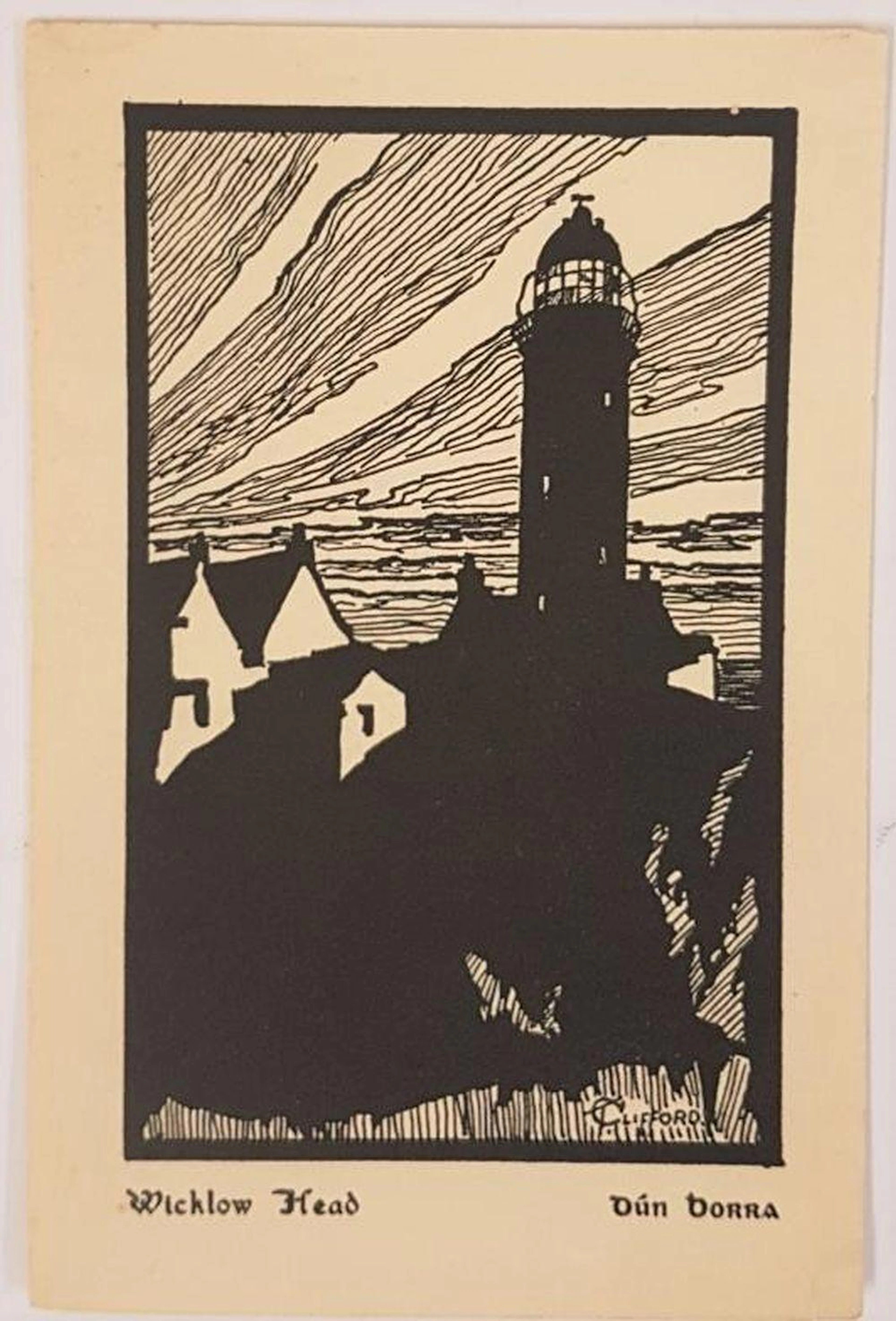 Three Candles Press Card. Wicklow Head. Christmas 1936. Lovely black and wh