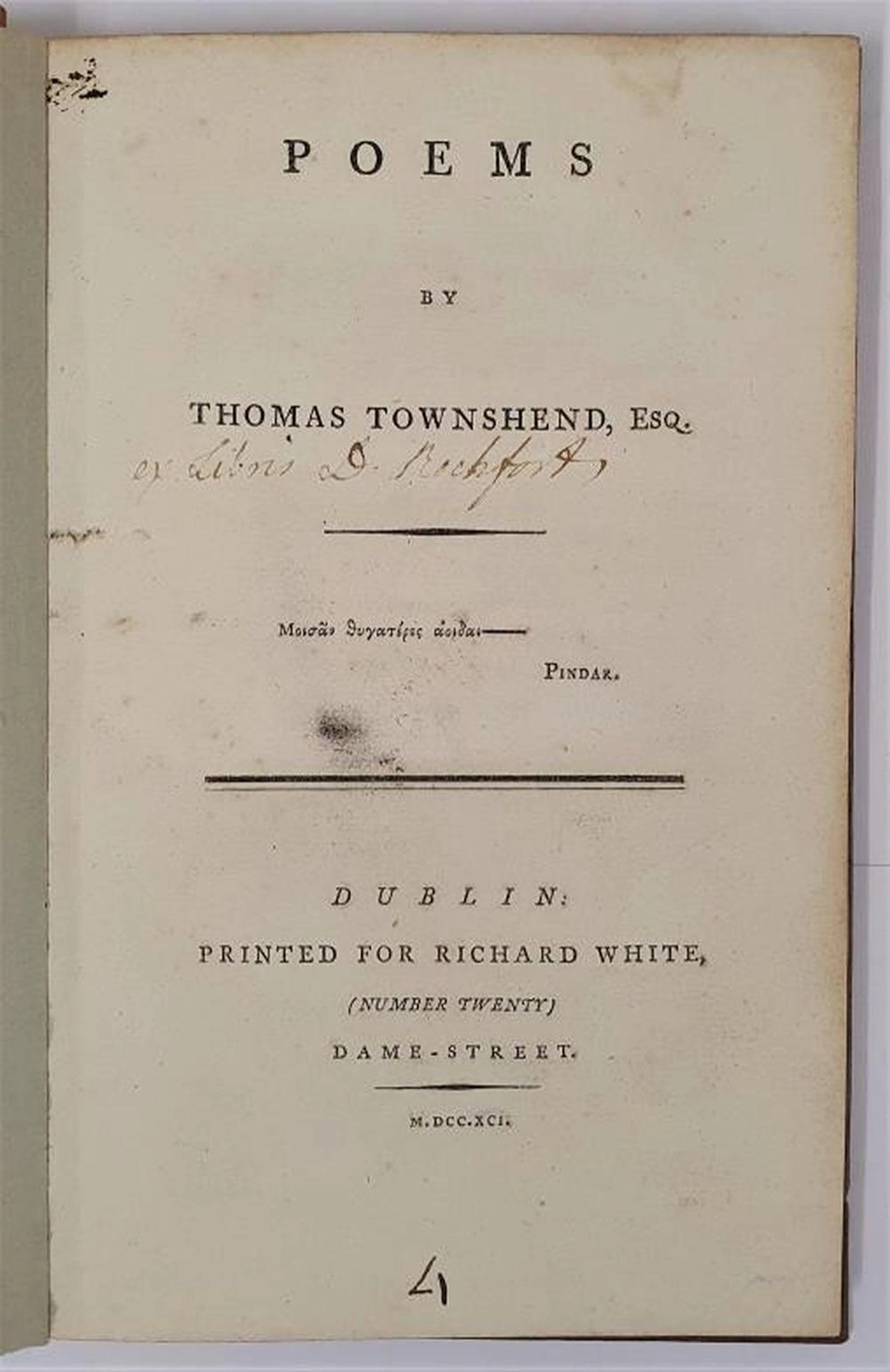 Poems by Thomas Townshend Esq