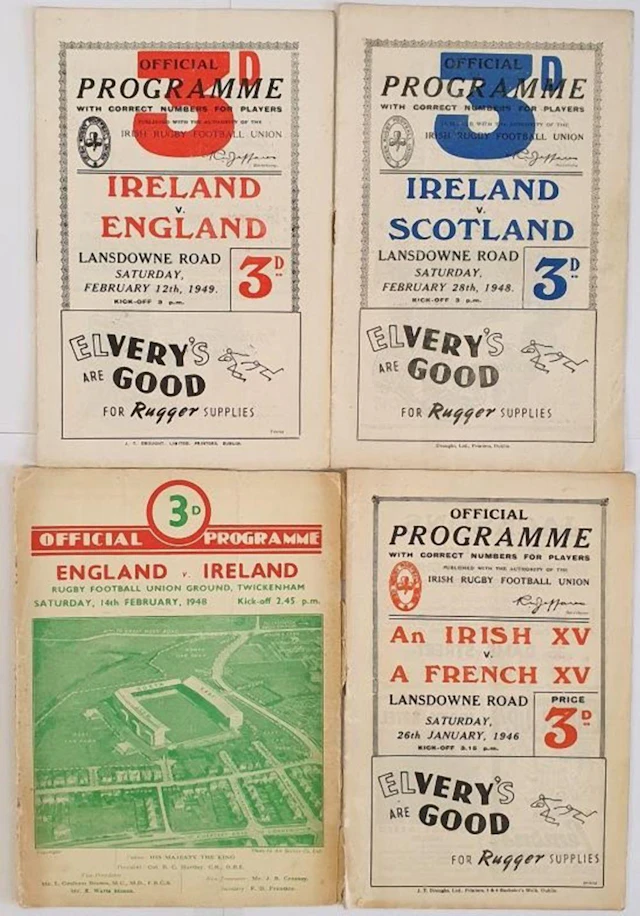 Irish Rugby Programmes: 2 programmes from the 1948 Rugby Championship the y