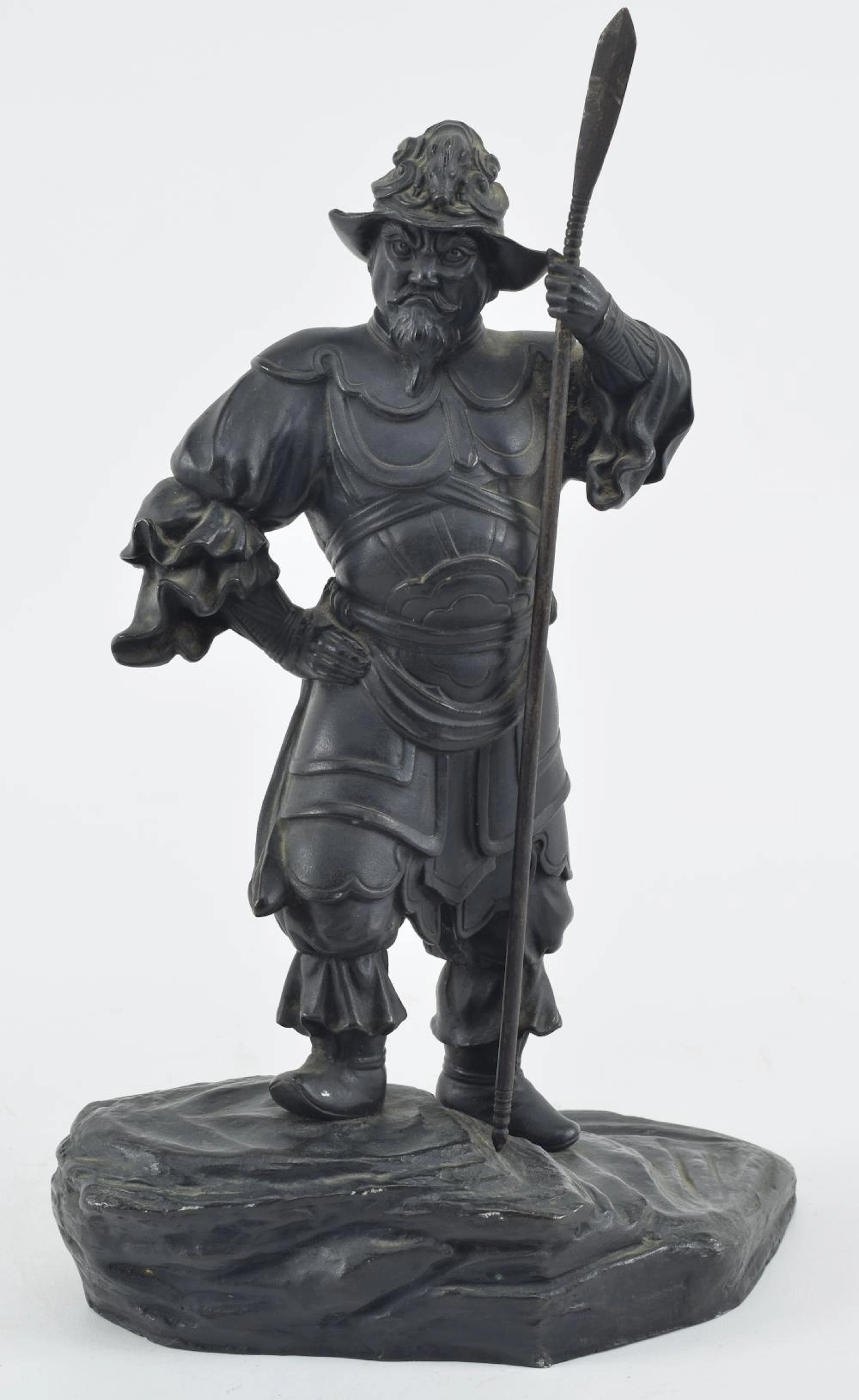 Chinese Qing period bronze sculpture of a warrior