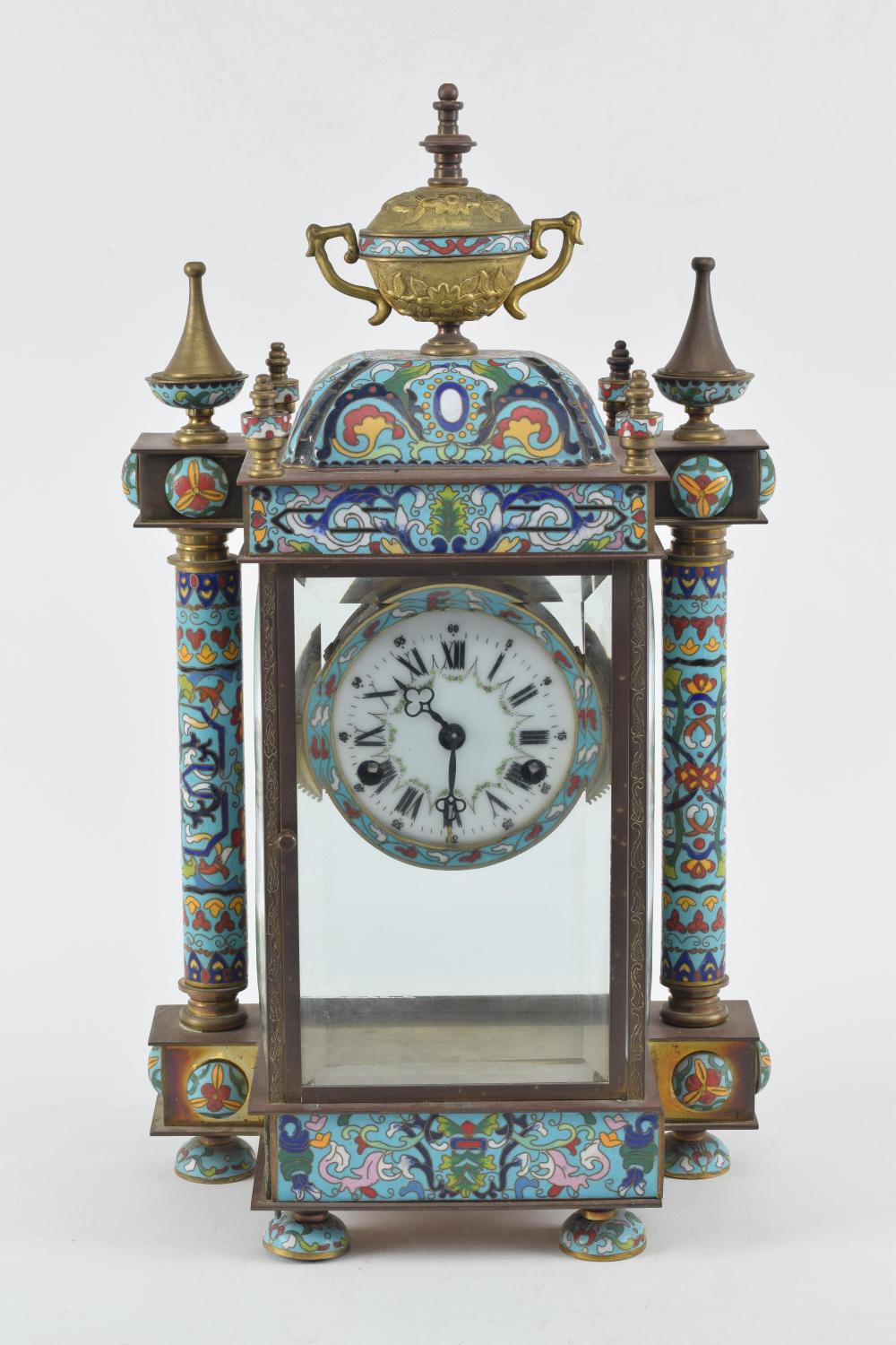 Cloisonne mounted clock