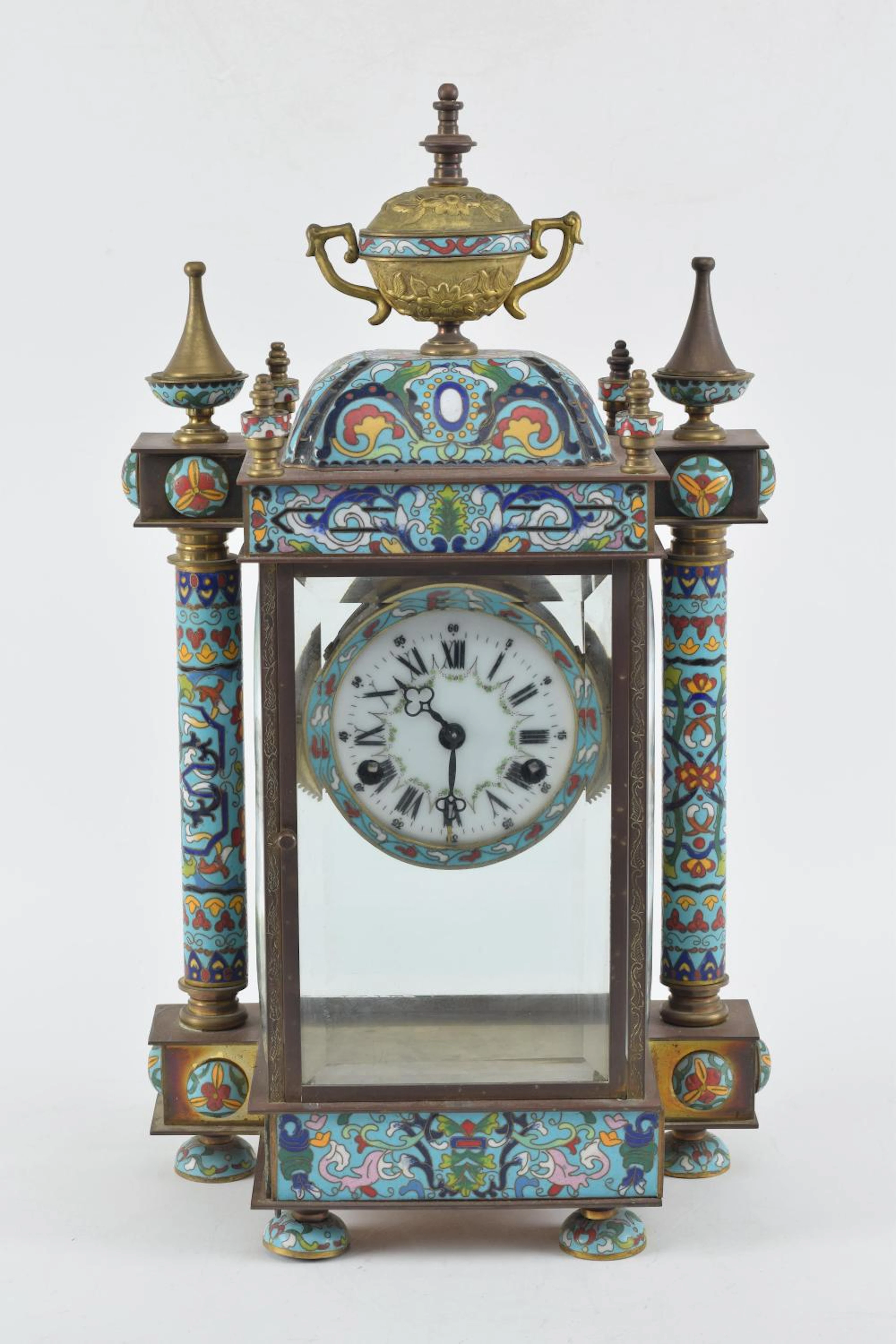 Cloisonne mounted clock