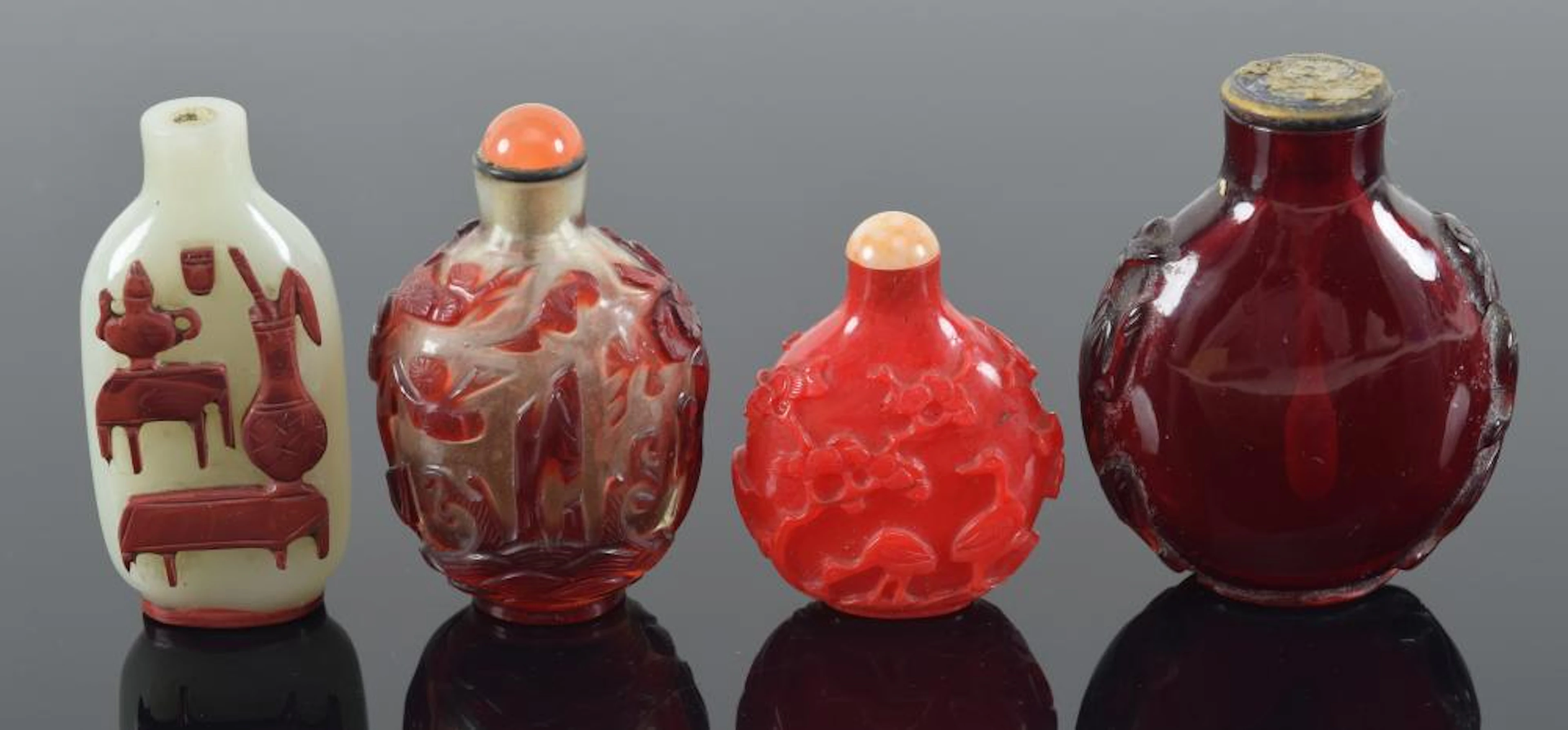 3 Peking glass snuff bottles