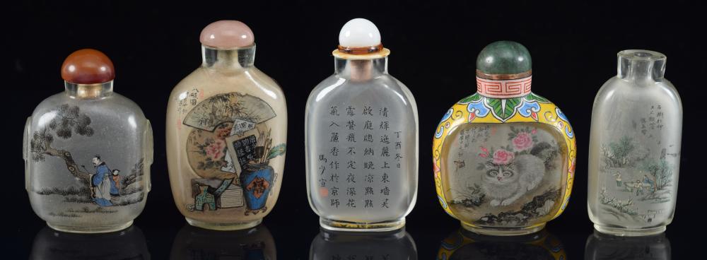 5 interior painted snuff bottles